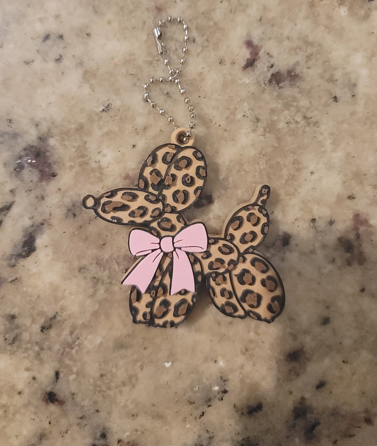 Leopard Balloon Dog Nail Saver Keychain