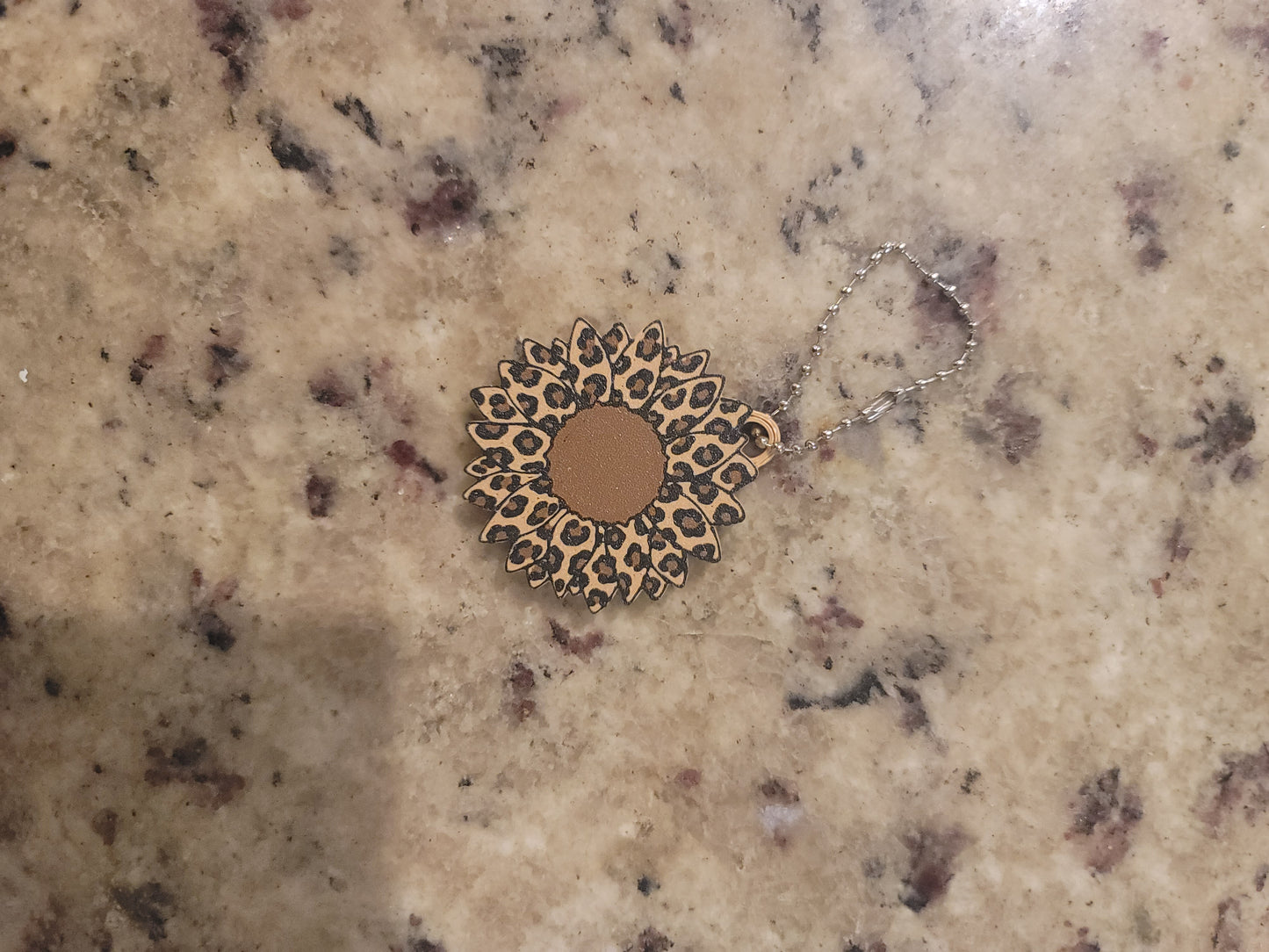 Leopard Sunflower Nail Saver Keychain