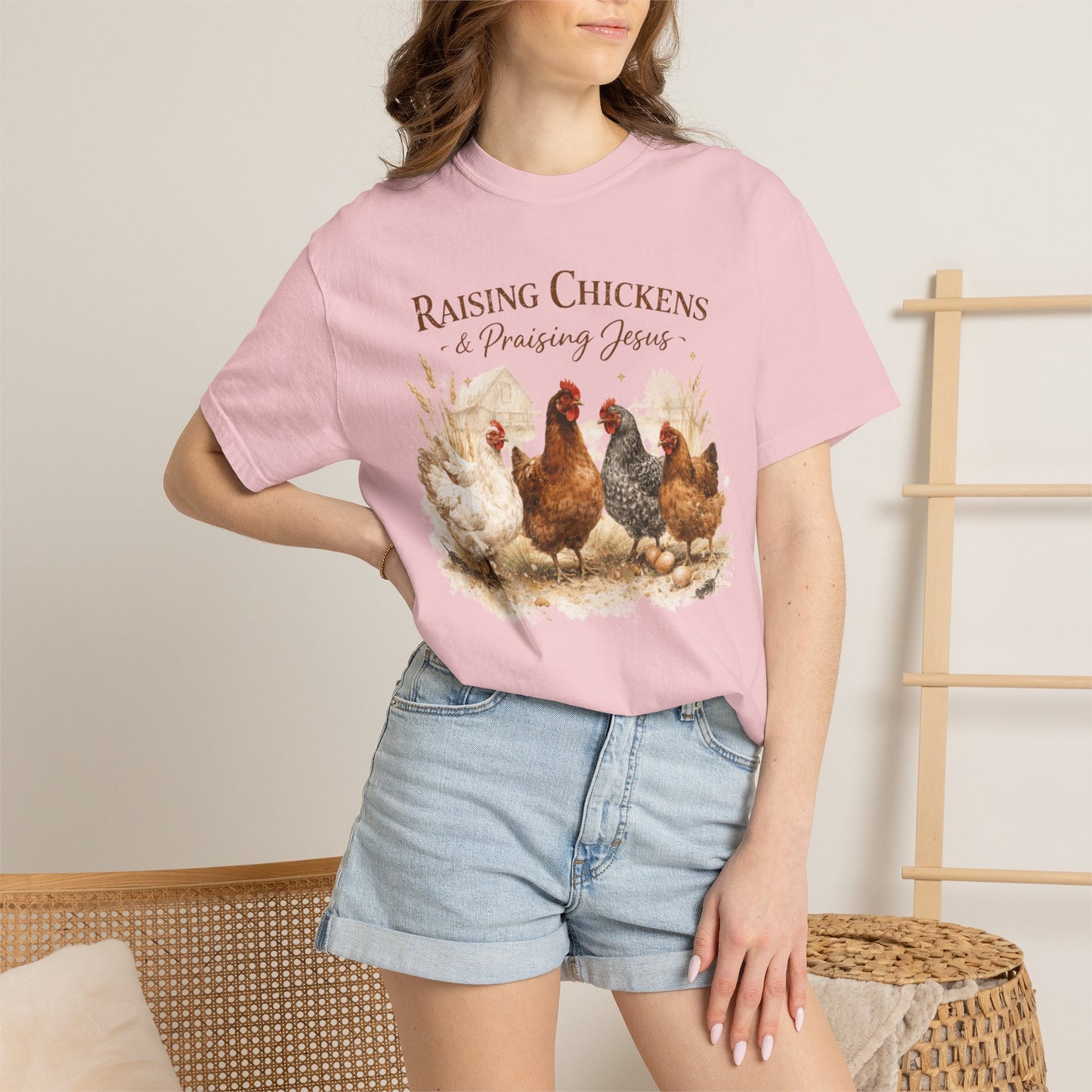 Raising Chickens Praising Jesus T-shirt