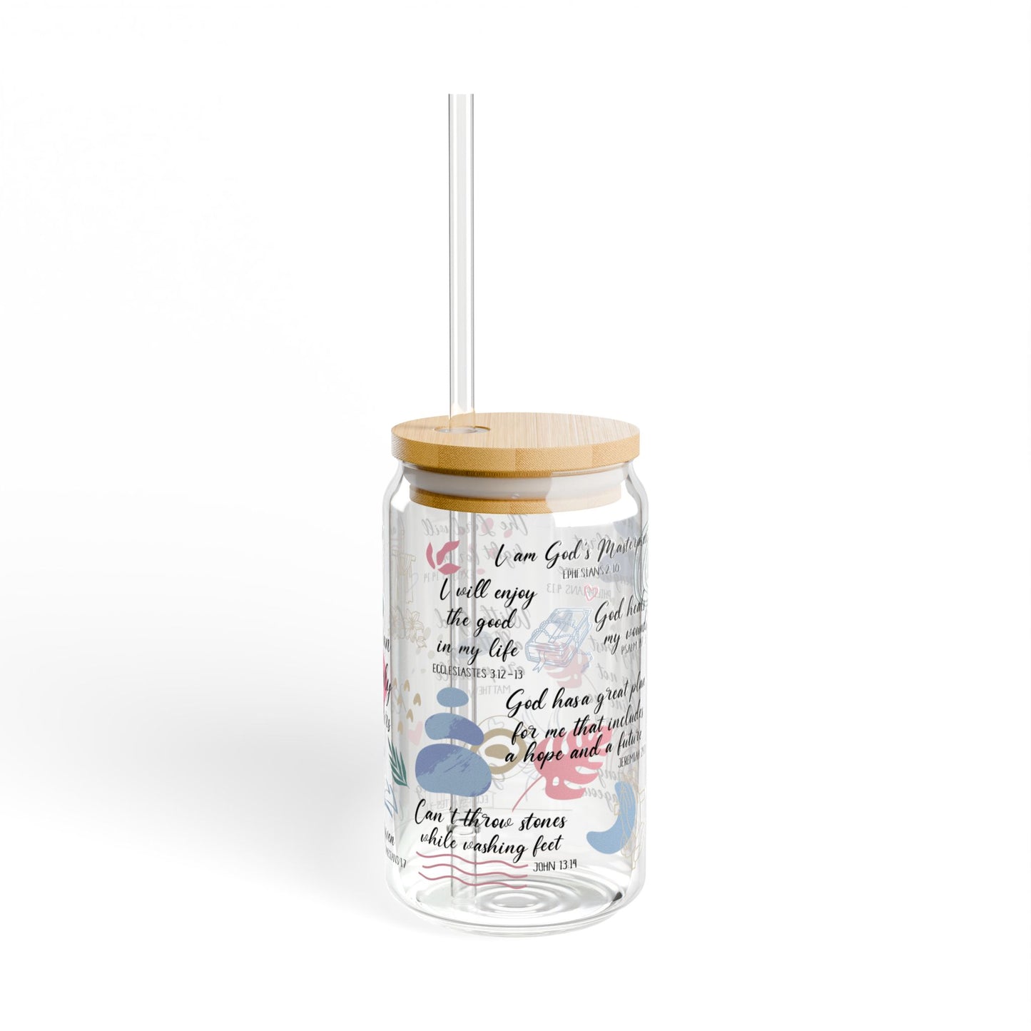 16oz Inspirational Sipper Glass — Christian Daily Reminders Floral Design