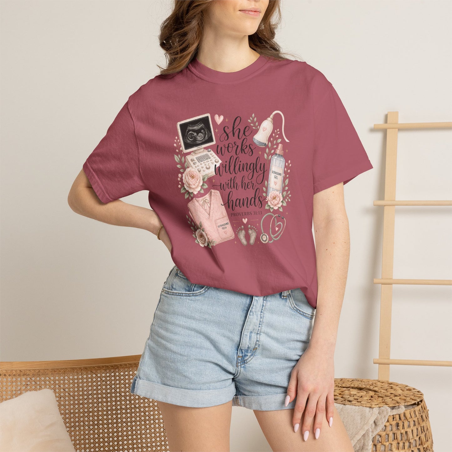 She Works Willingly With Her Hands – Ultrasound Tech Tee