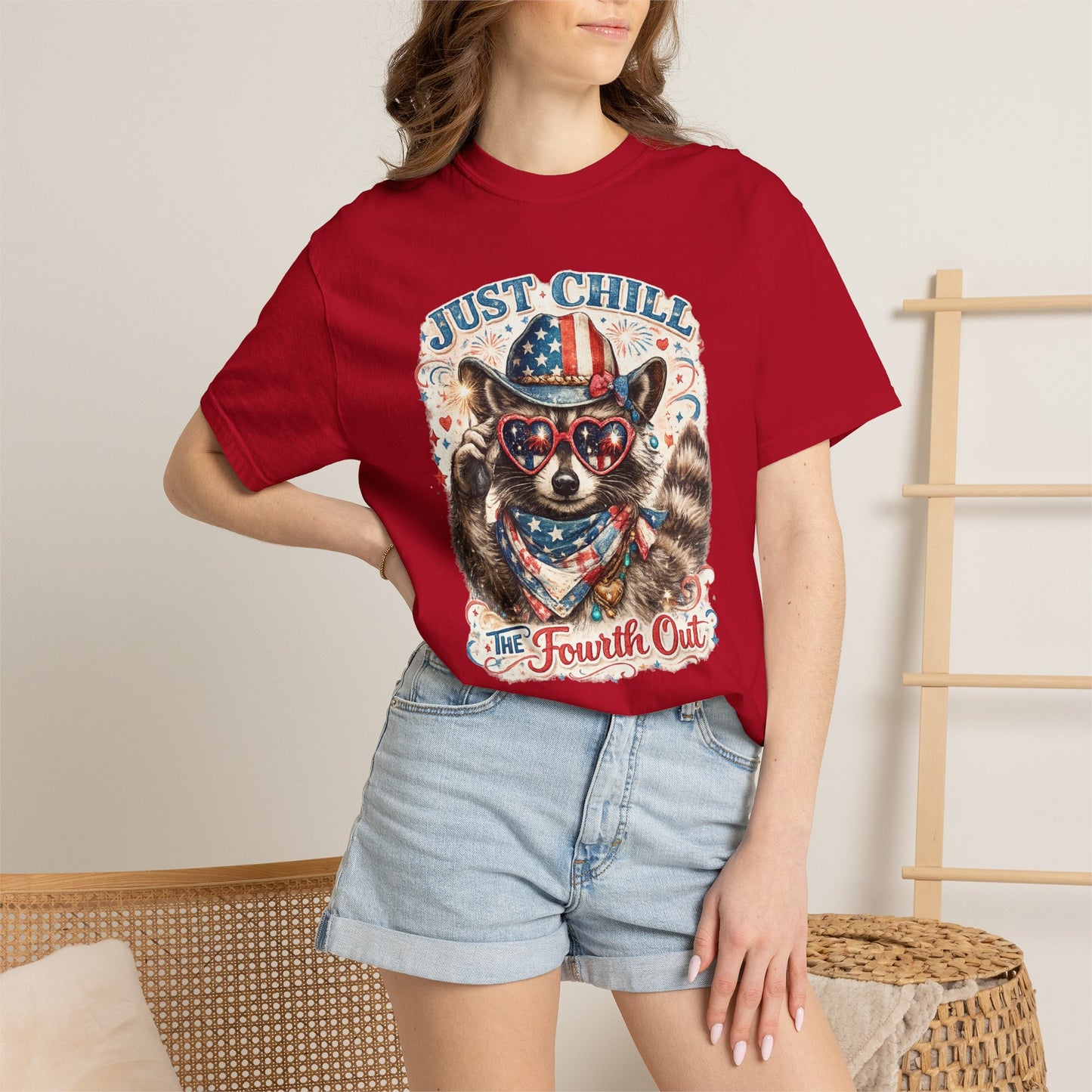 Fourth of July Raccoon T-Shirt — "Just Chill The Fourth Out" Patriotic Tee