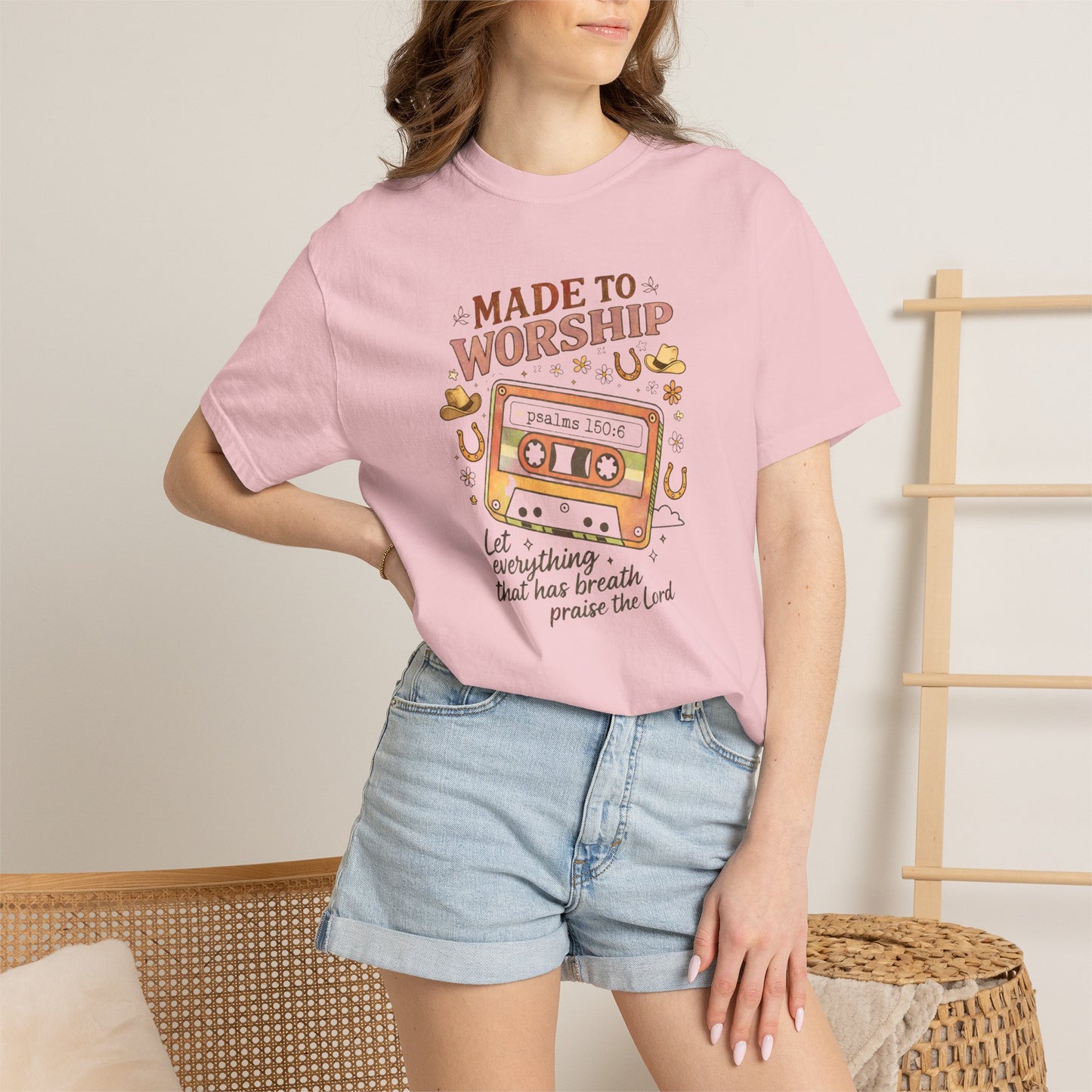 Made to Worship T-Shirt — Retro Cassette Christian Worship Tee