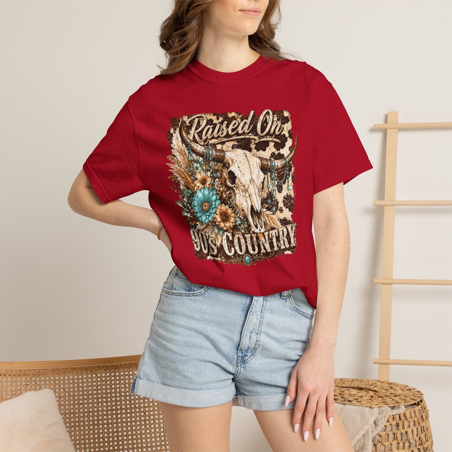 Raised On 90s Country T-Shirt — Vintage Cow Skull Western Tee