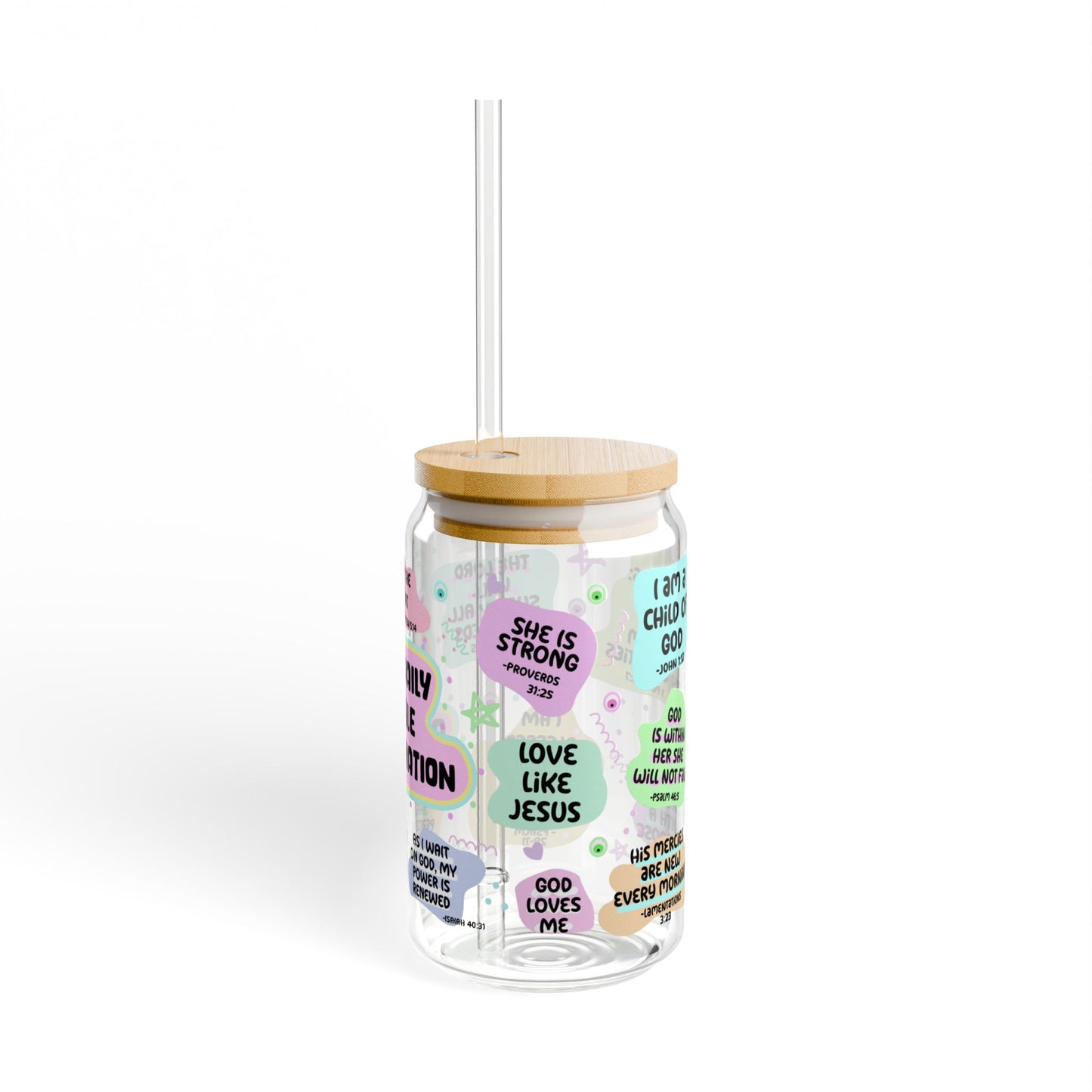 My Daily Bible Affirmation Sipper Glass - 16oz Inspirational Christian Drink Tumbler
