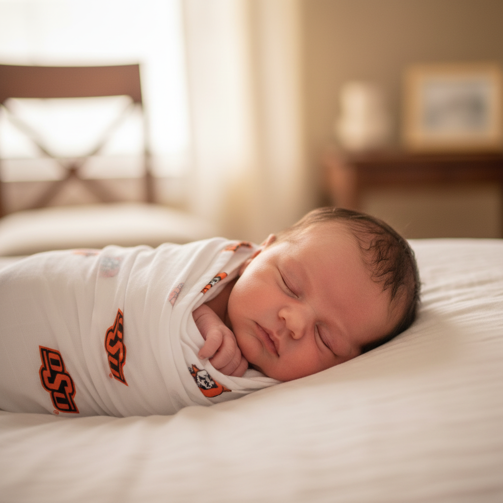 Oklahoma State University Cowboys Muslin Swaddle Blanket | Officially Licensed OSU Gift