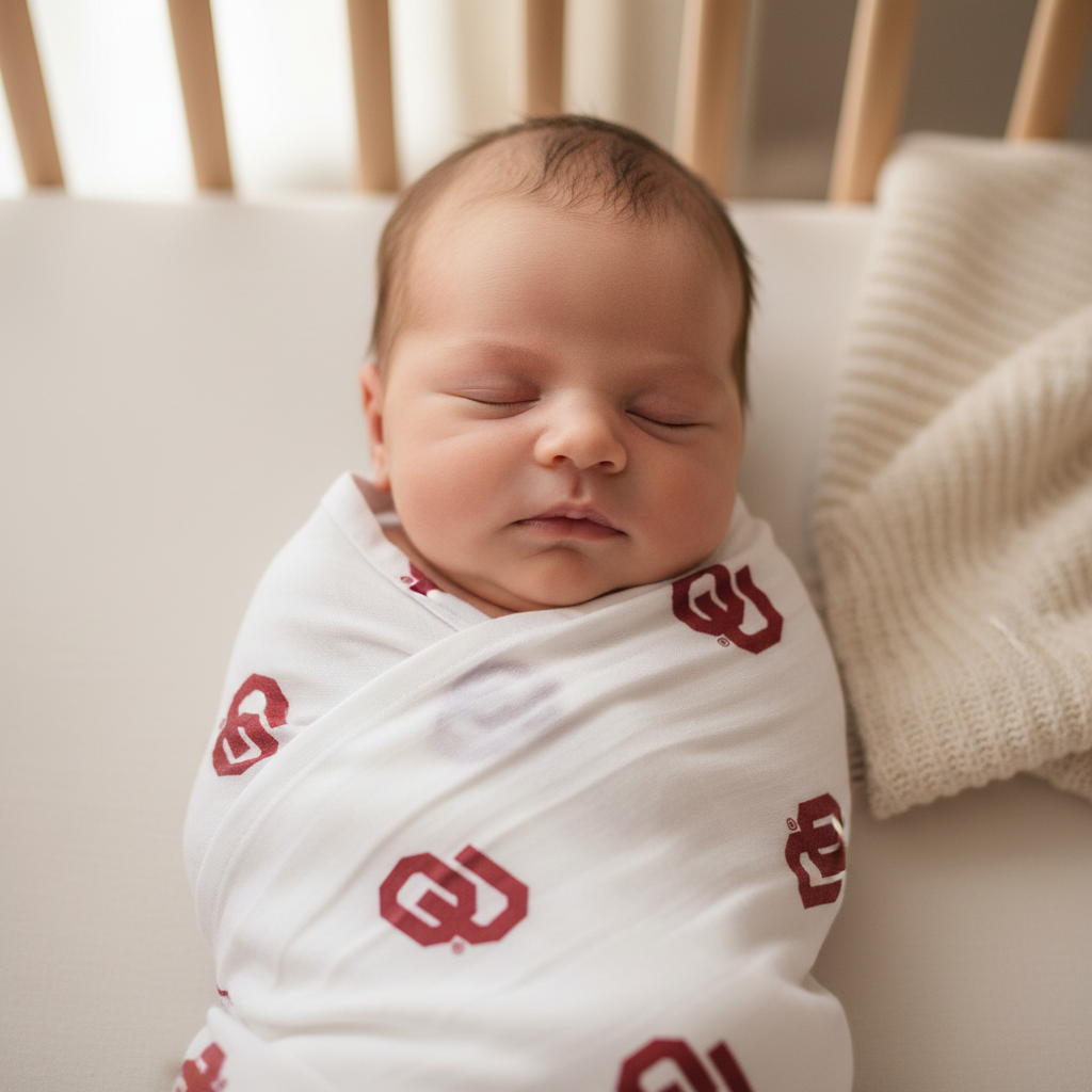 University of Oklahoma Muslin Swaddle Blanket - OU Sooners Baby Swaddle