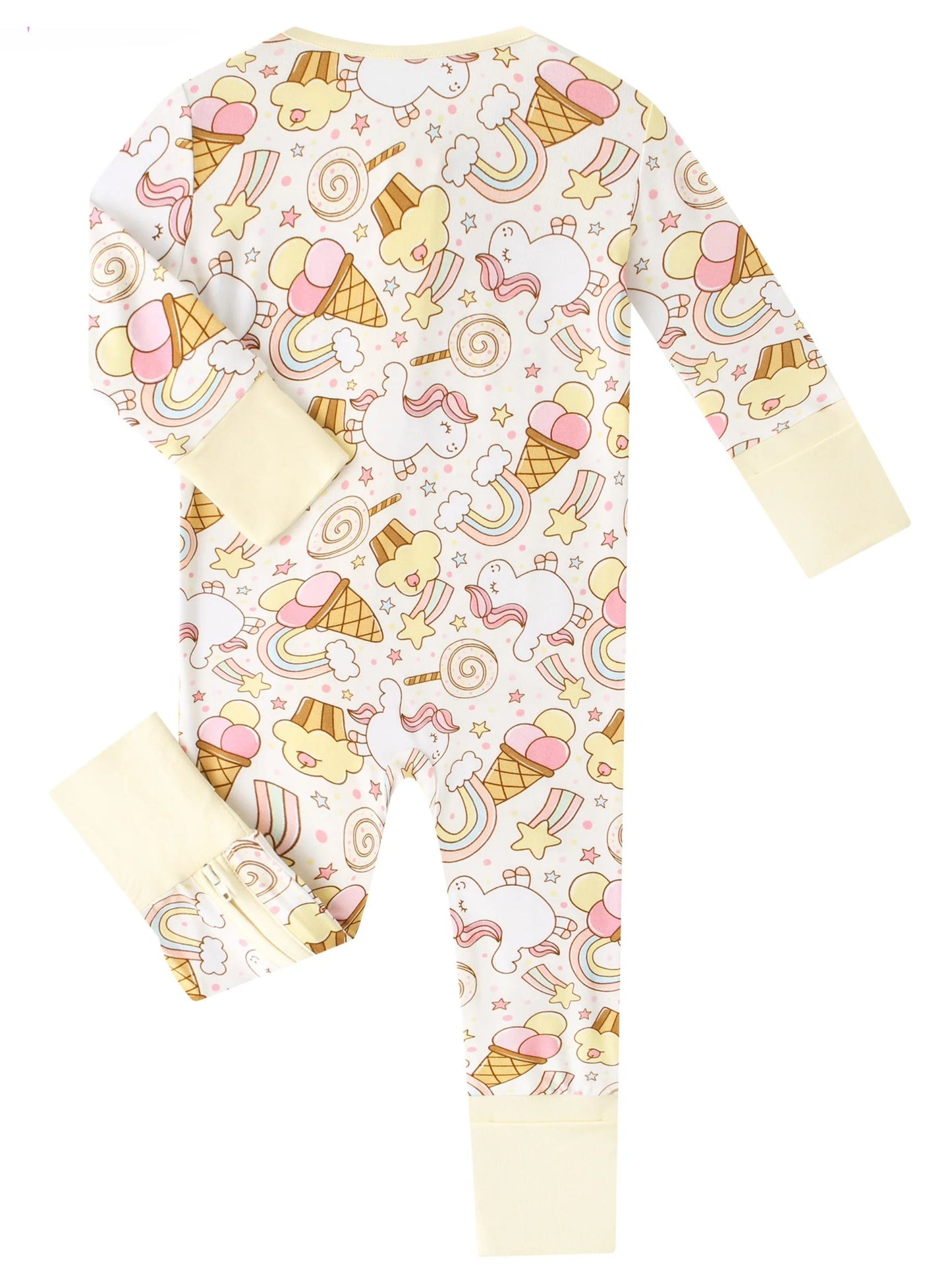 Rainbow Snacks Bamboo Baby Convertible Zippy Romper
