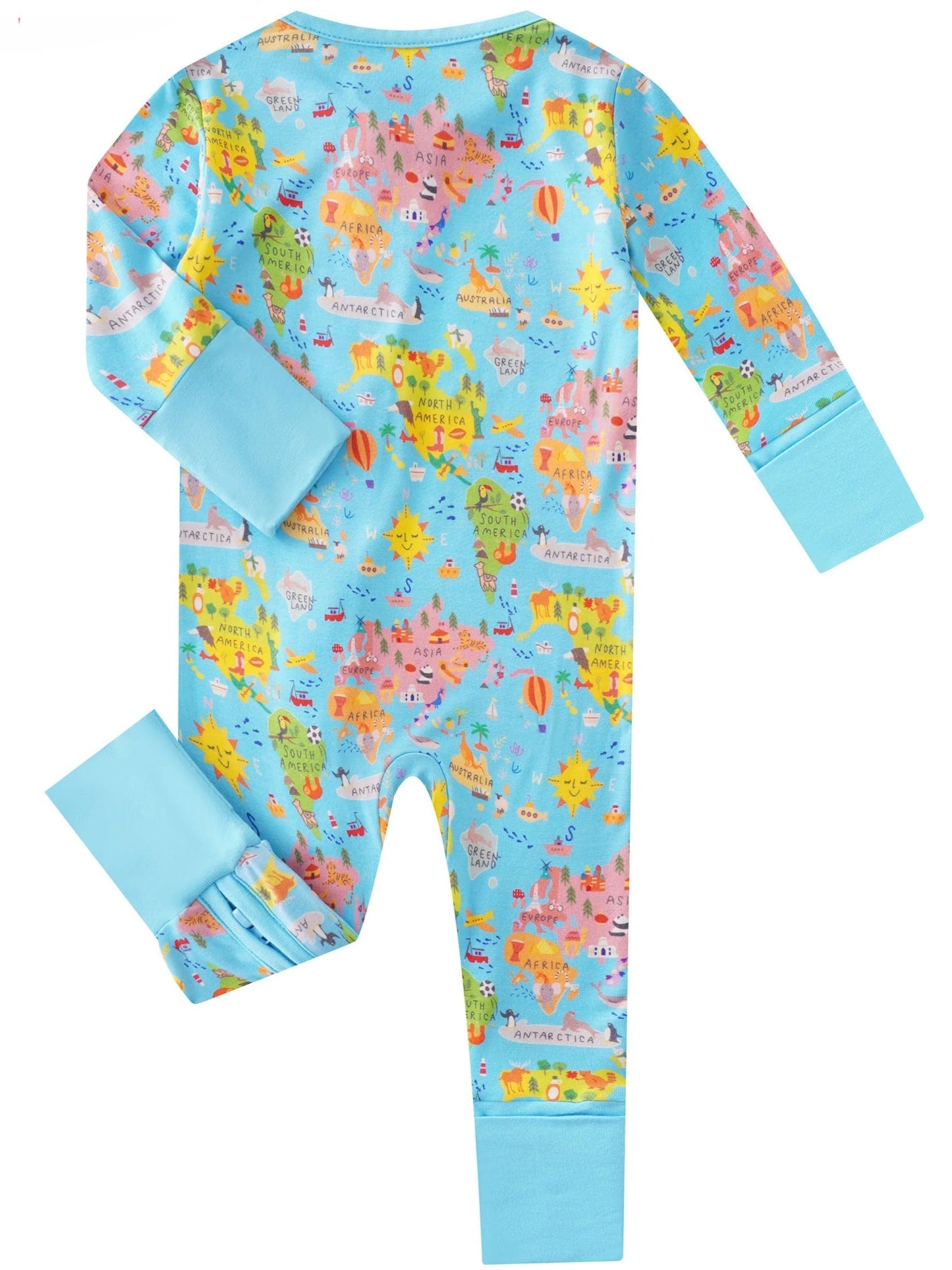 World Map Bamboo Baby Convertible Zippy Romper