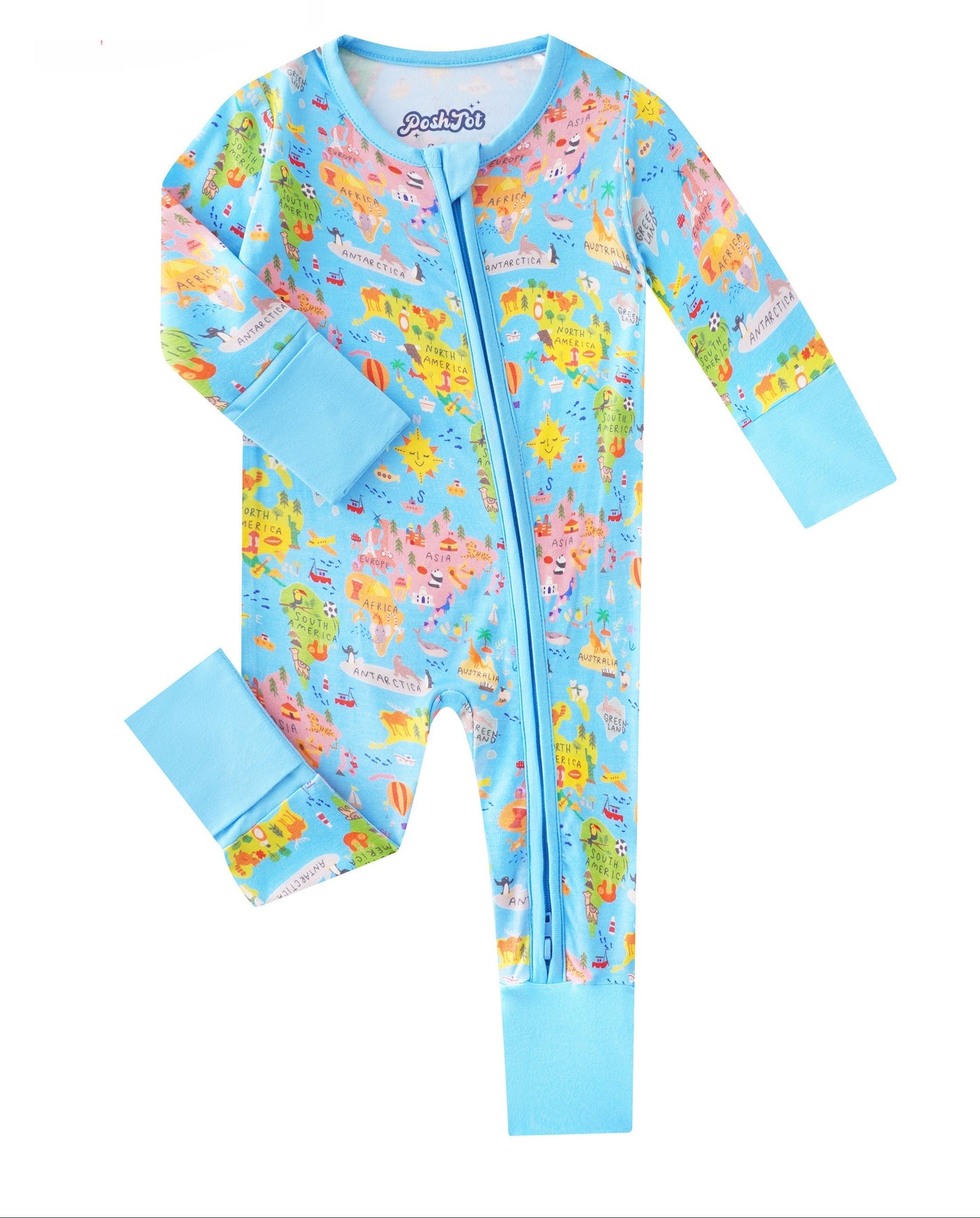 World Map Bamboo Baby Convertible Zippy Romper
