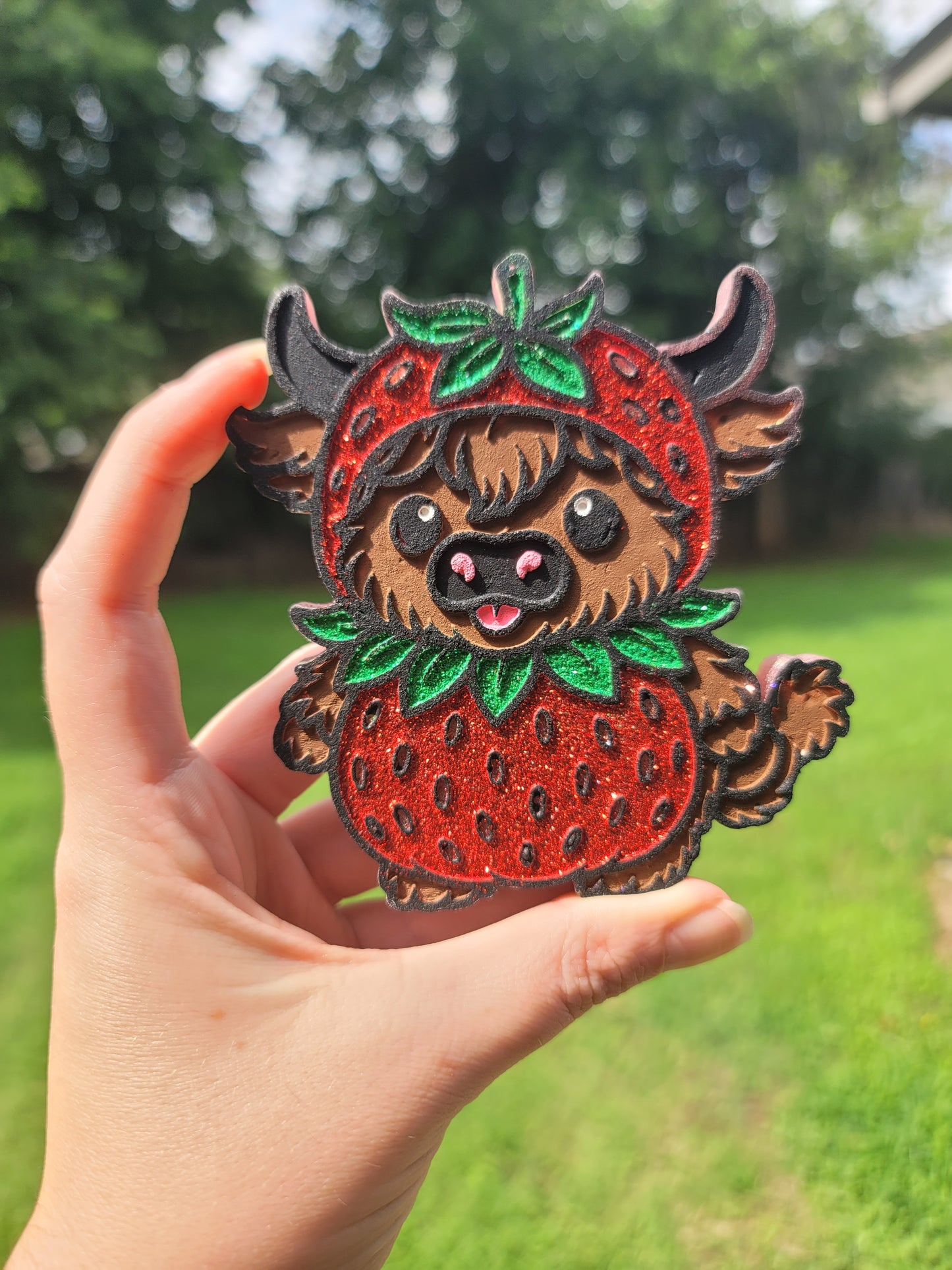 Strawberry Highland Cow Freshie – A Thousand Wishes Inspired Scent | Cute Western Car Freshener