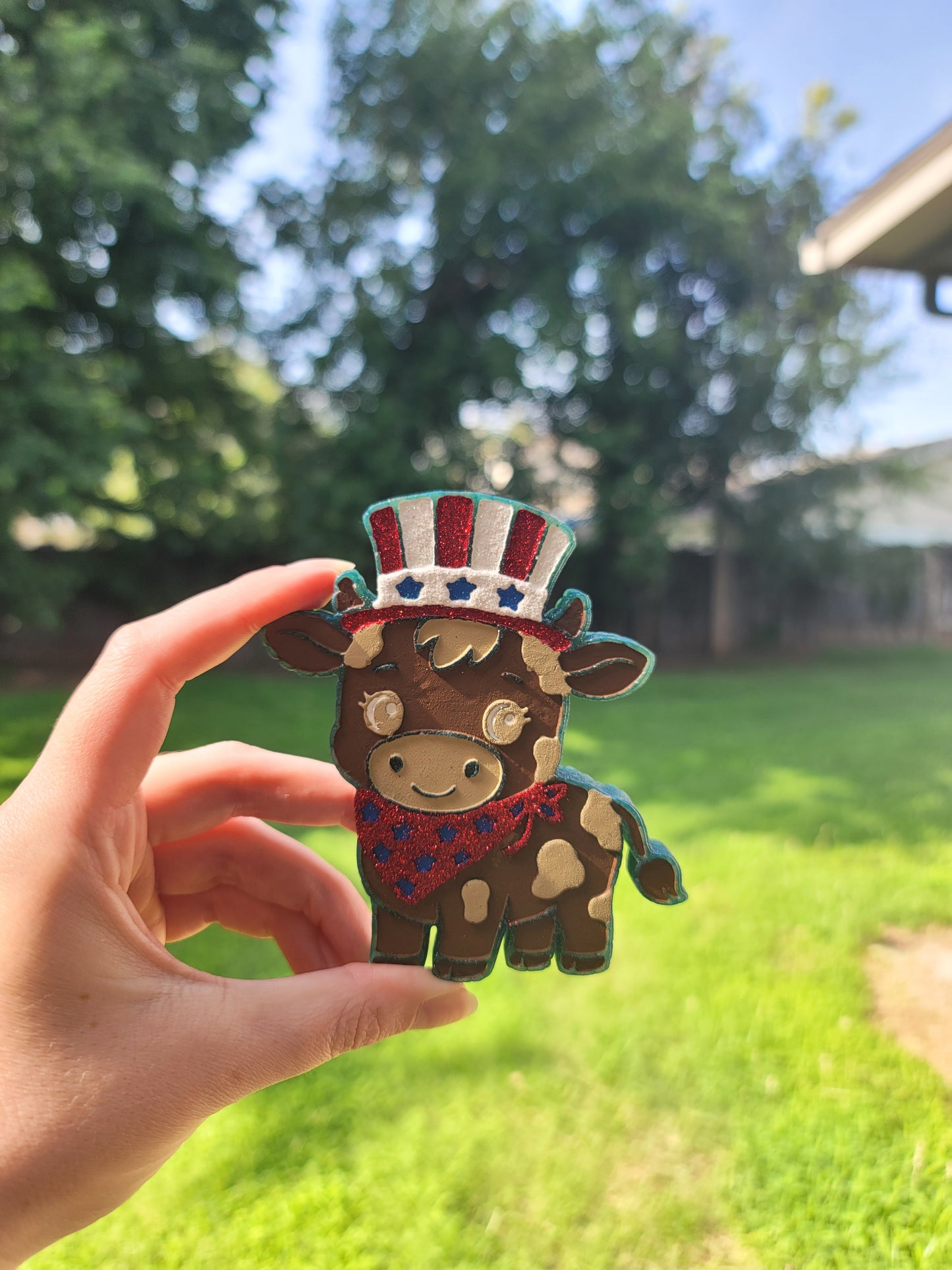Patriotic Highland Cow Freshie – Grape Jolly Rancher Scent | Red, White & Blue Car Freshener