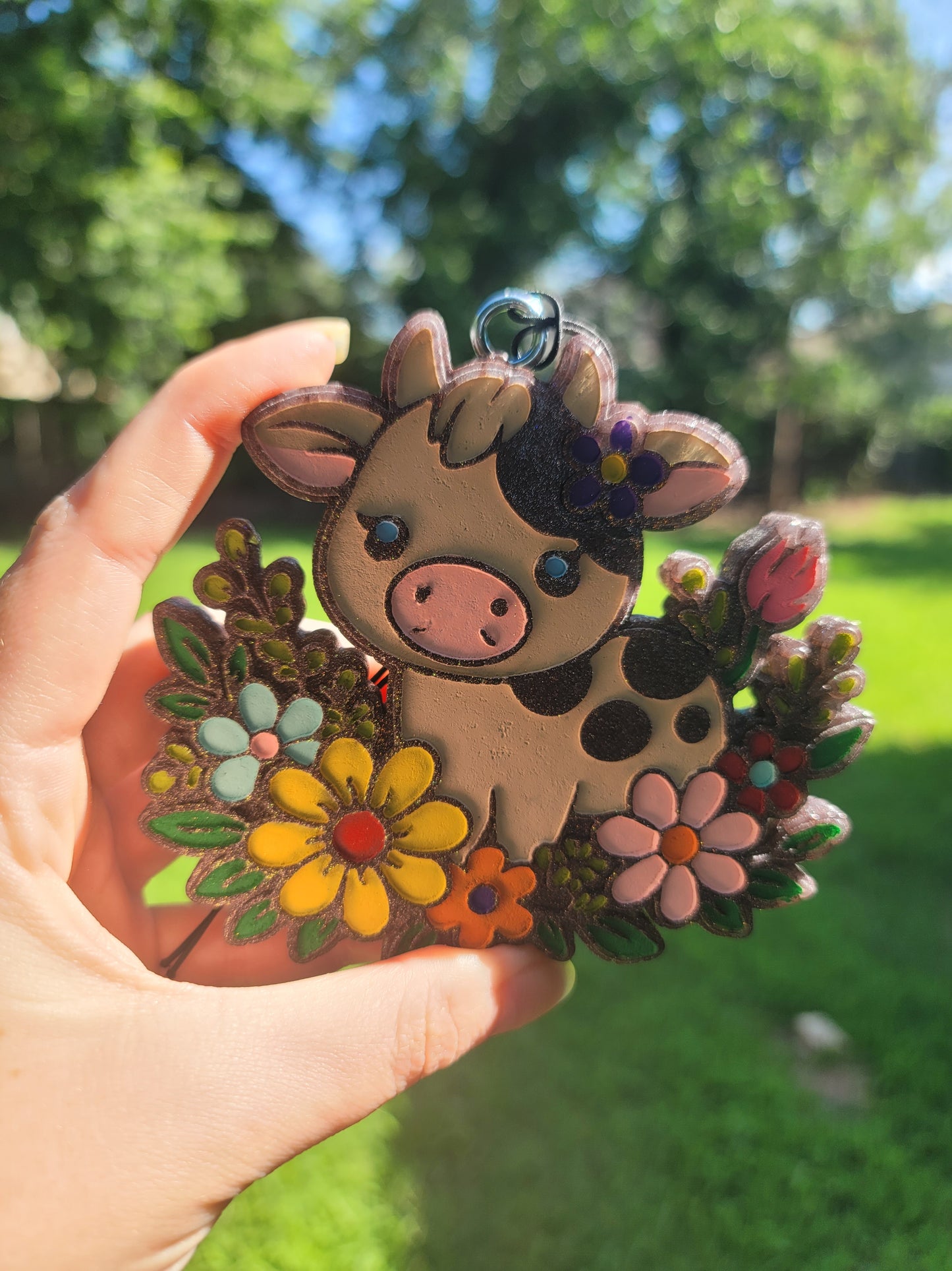 Floral Baby Cow Freshie – White Tea Pomelo Scent | Cute Cow Car Freshener