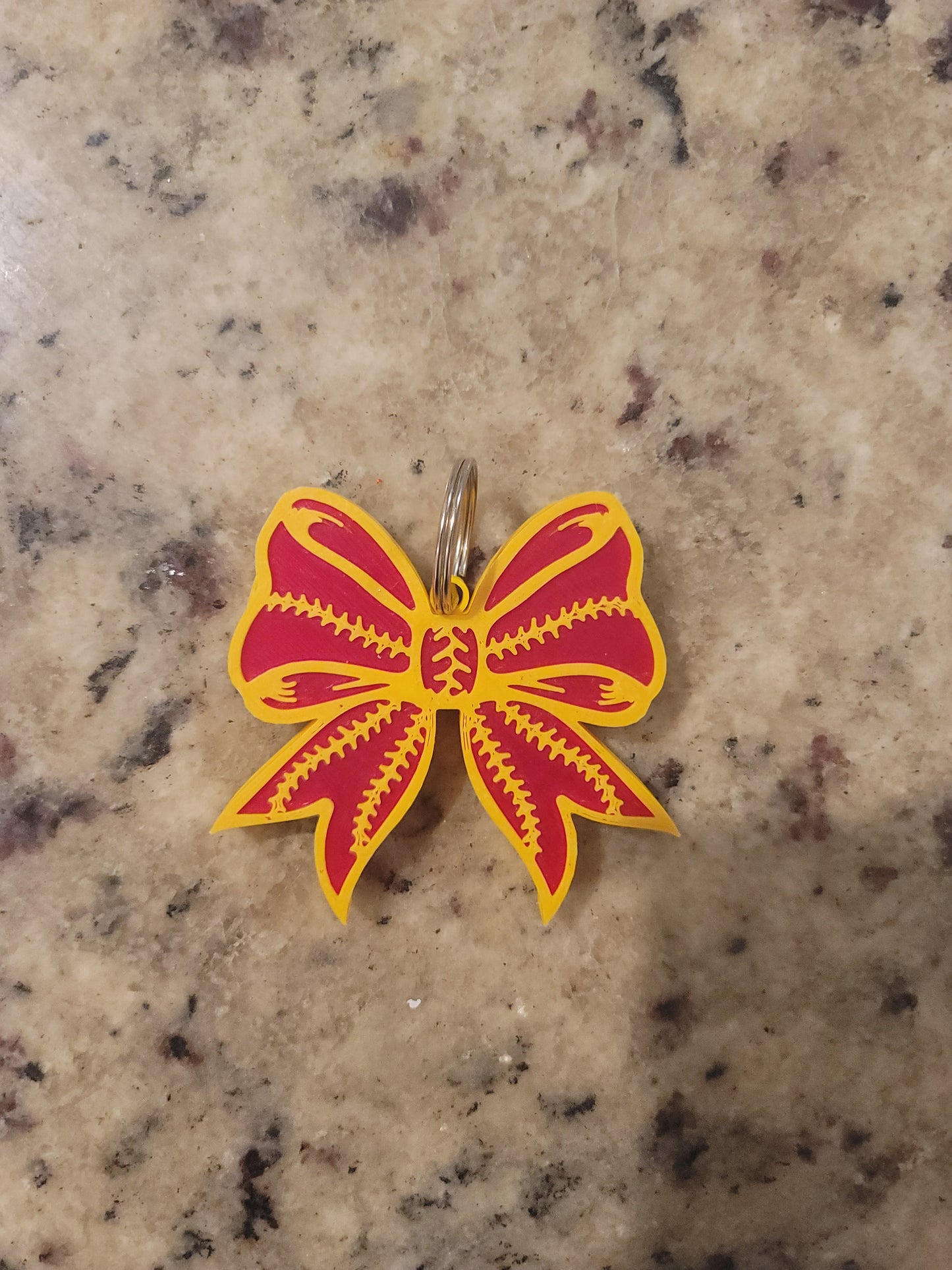 Softball Bow Nail Saver Keychain