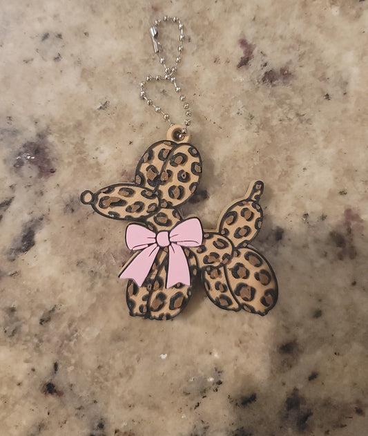 Leopard Balloon Dog Nail Saver Keychain
