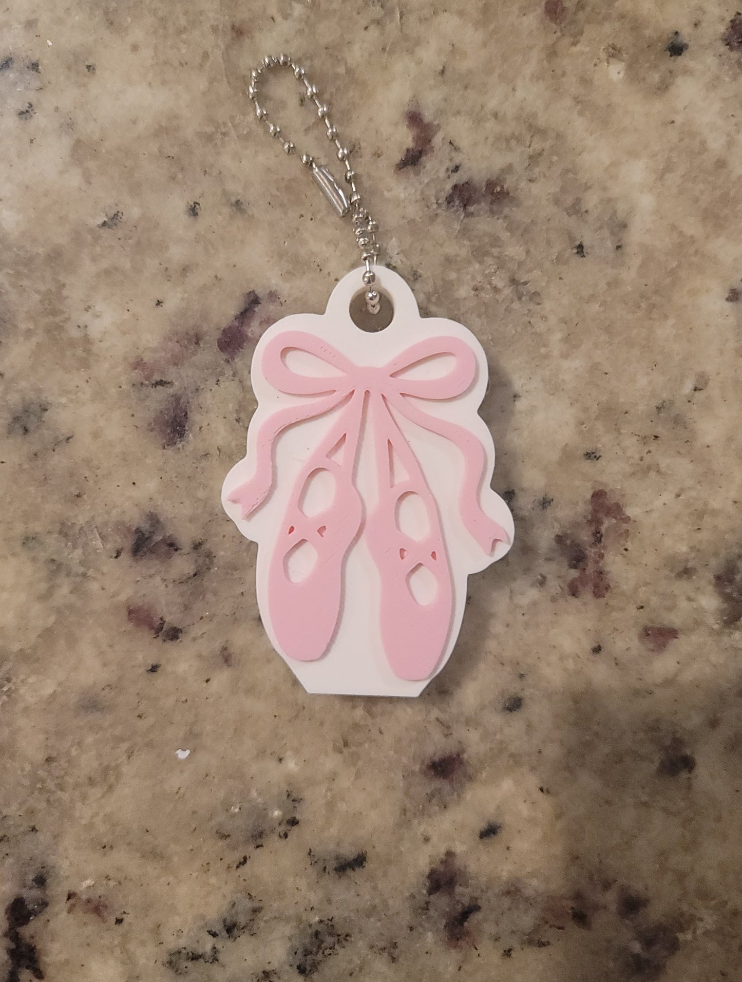 Pink Ballet Slippers Nail Saver Keychain