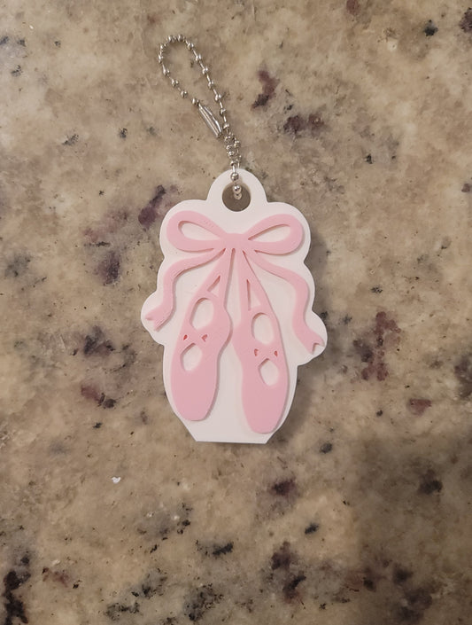 Pink Ballet Slippers Nail Saver Keychain