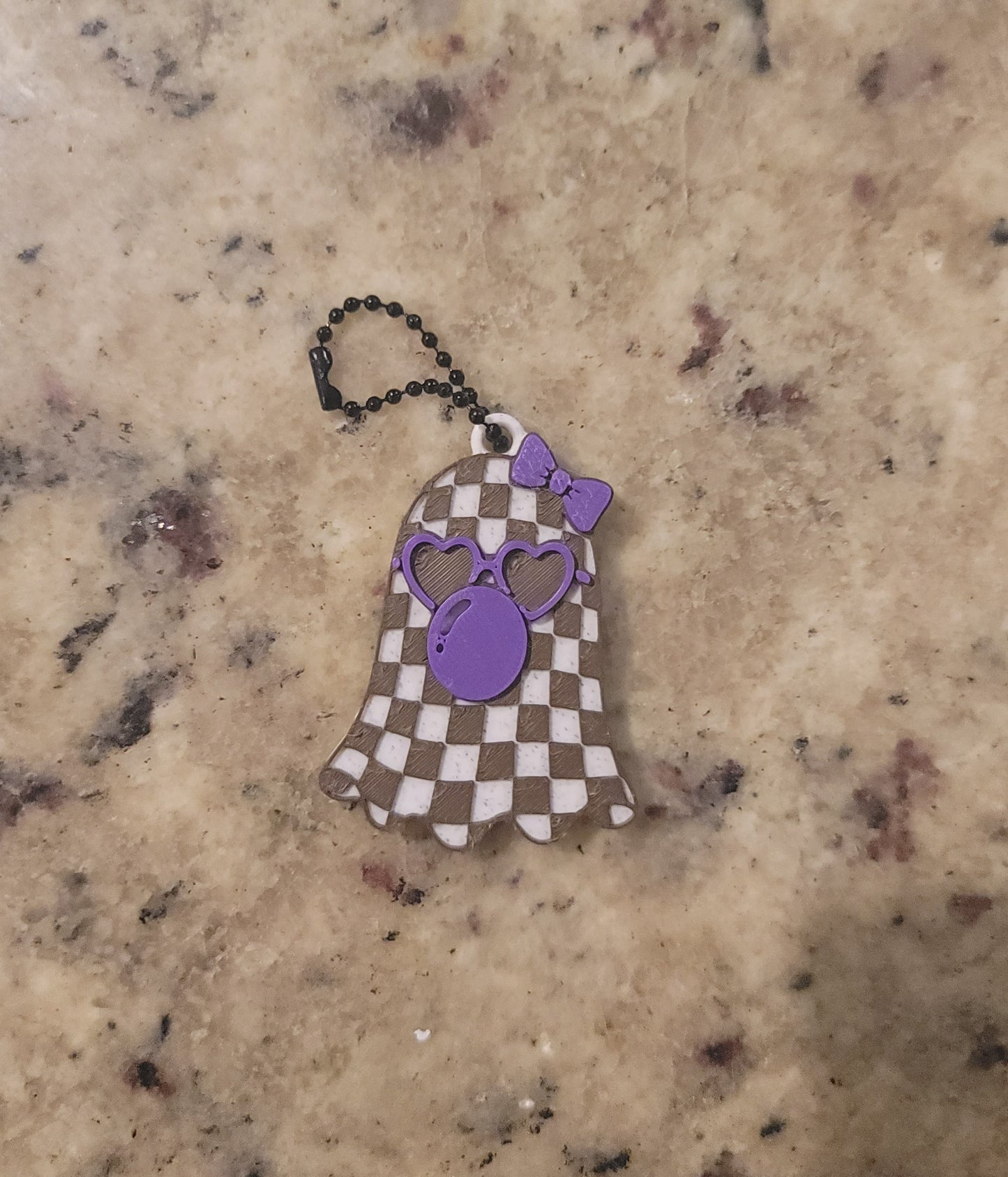 Checkered Ghost Nail Saver Keychain