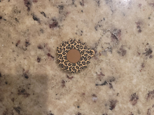 Leopard Sunflower Nail Saver Keychain