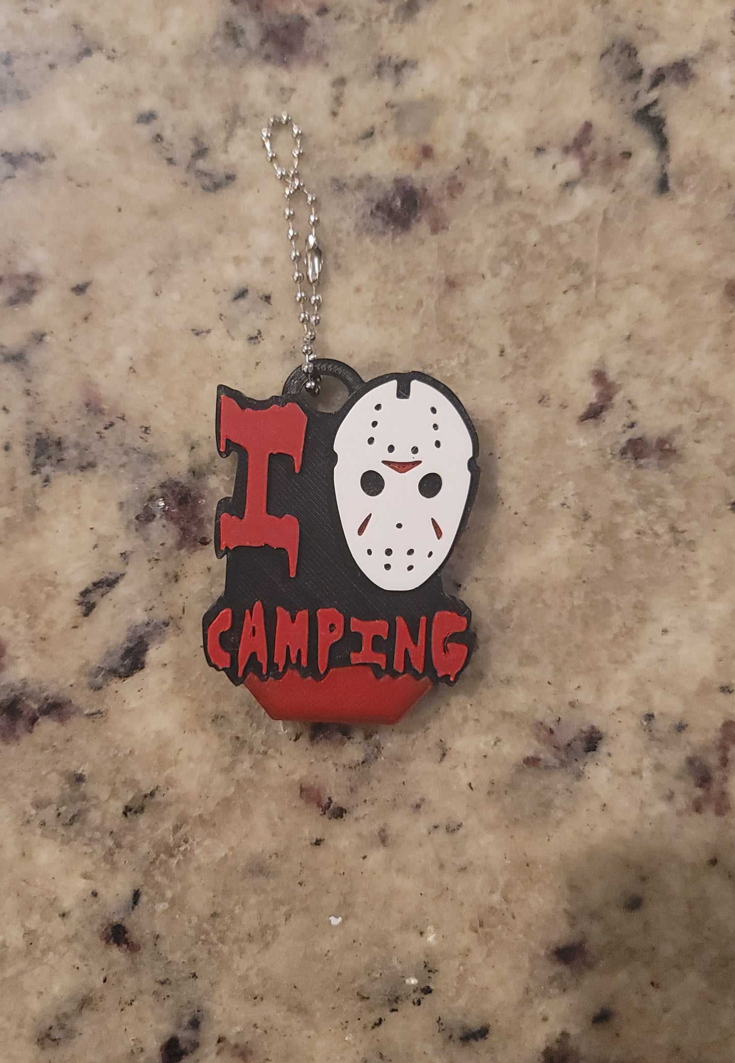 Spooky Camping Mask Nail Saver Keychain