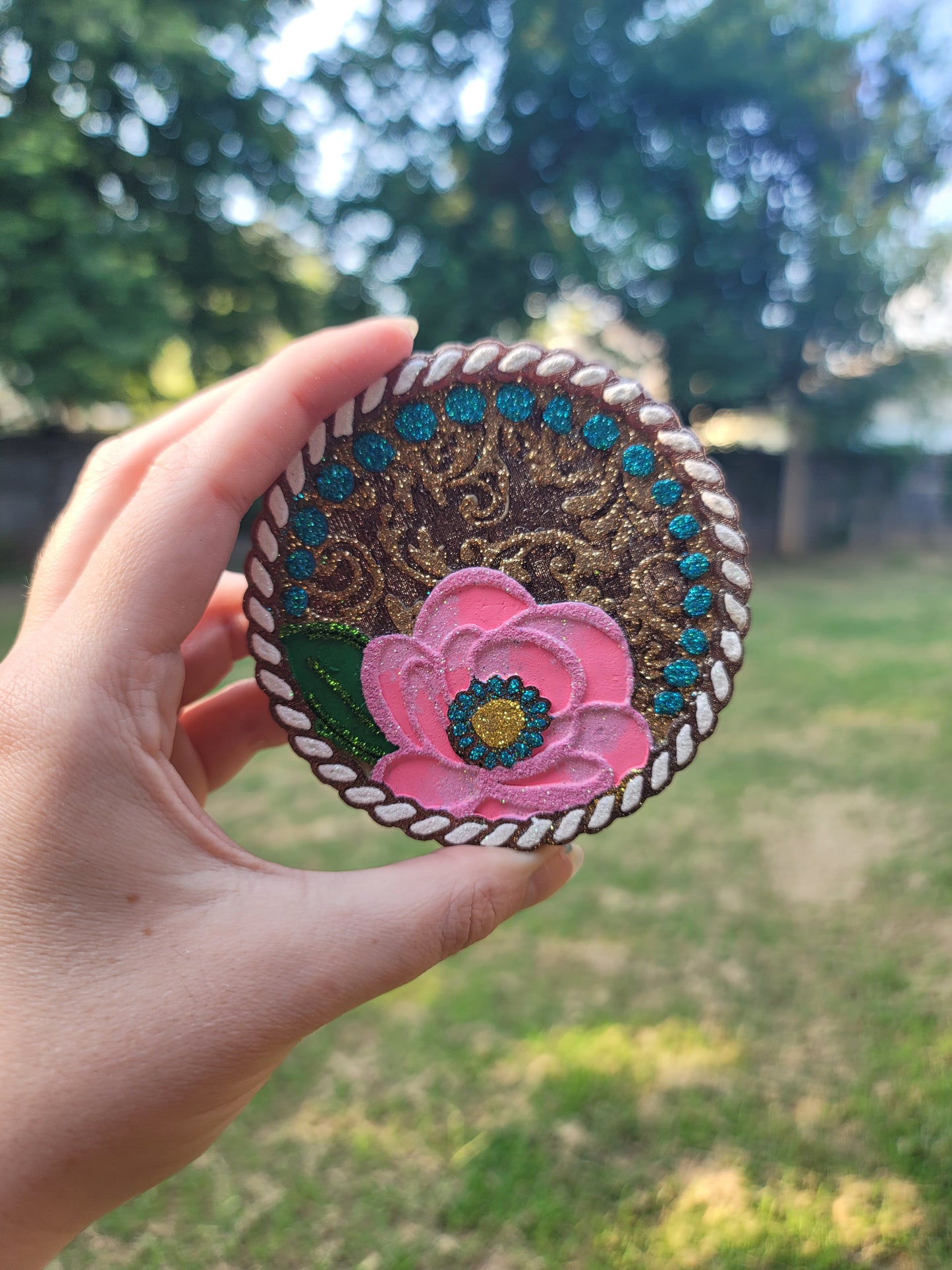 Western Floral Tooled Freshie – BumBum Scent – Handmade Car Air Freshener