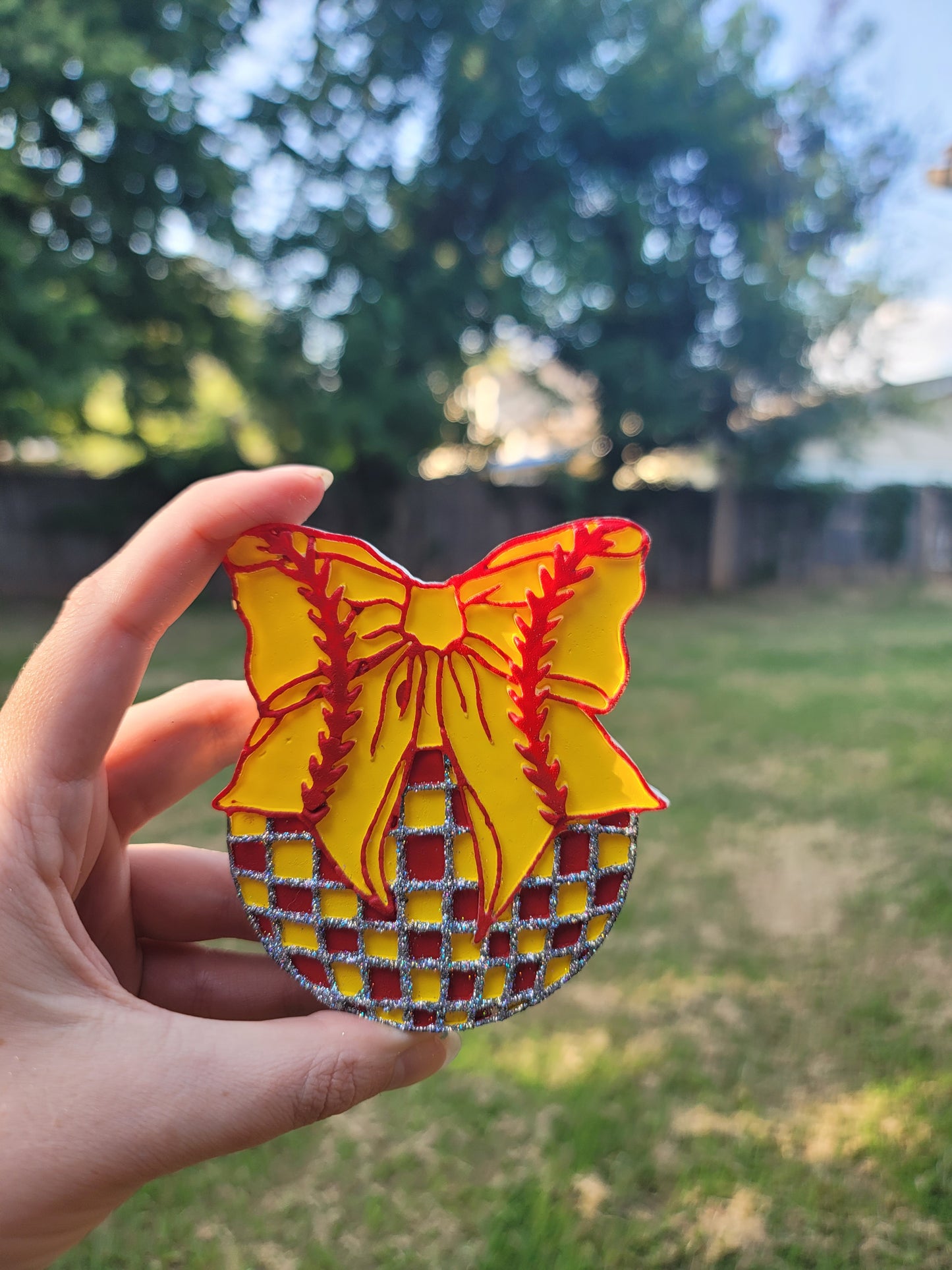 Softball Disco Ball Bow Freshie – Outlaw Elegance Scent