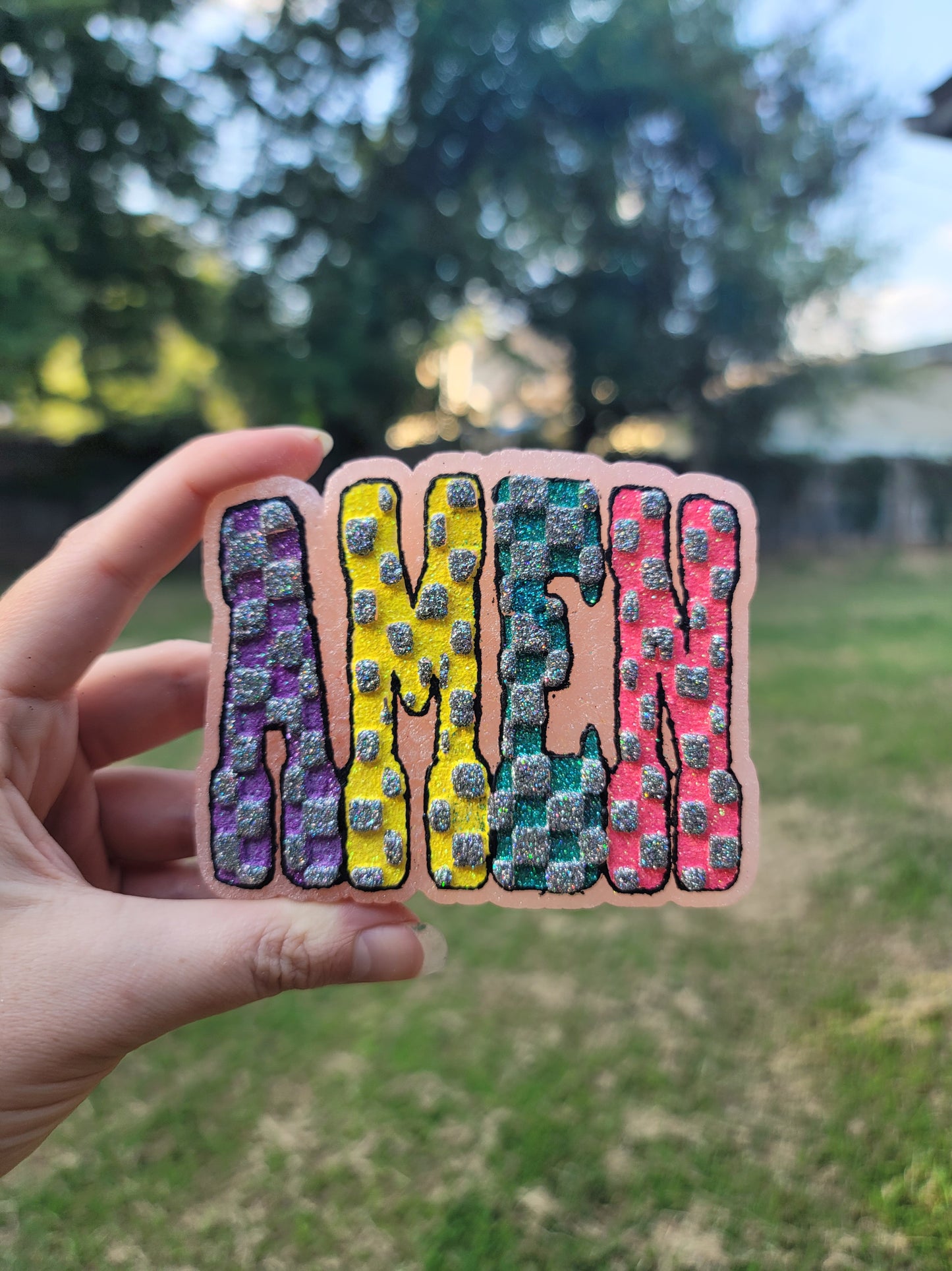Colorful "Amen" Freshie – Cotton Candy Scent