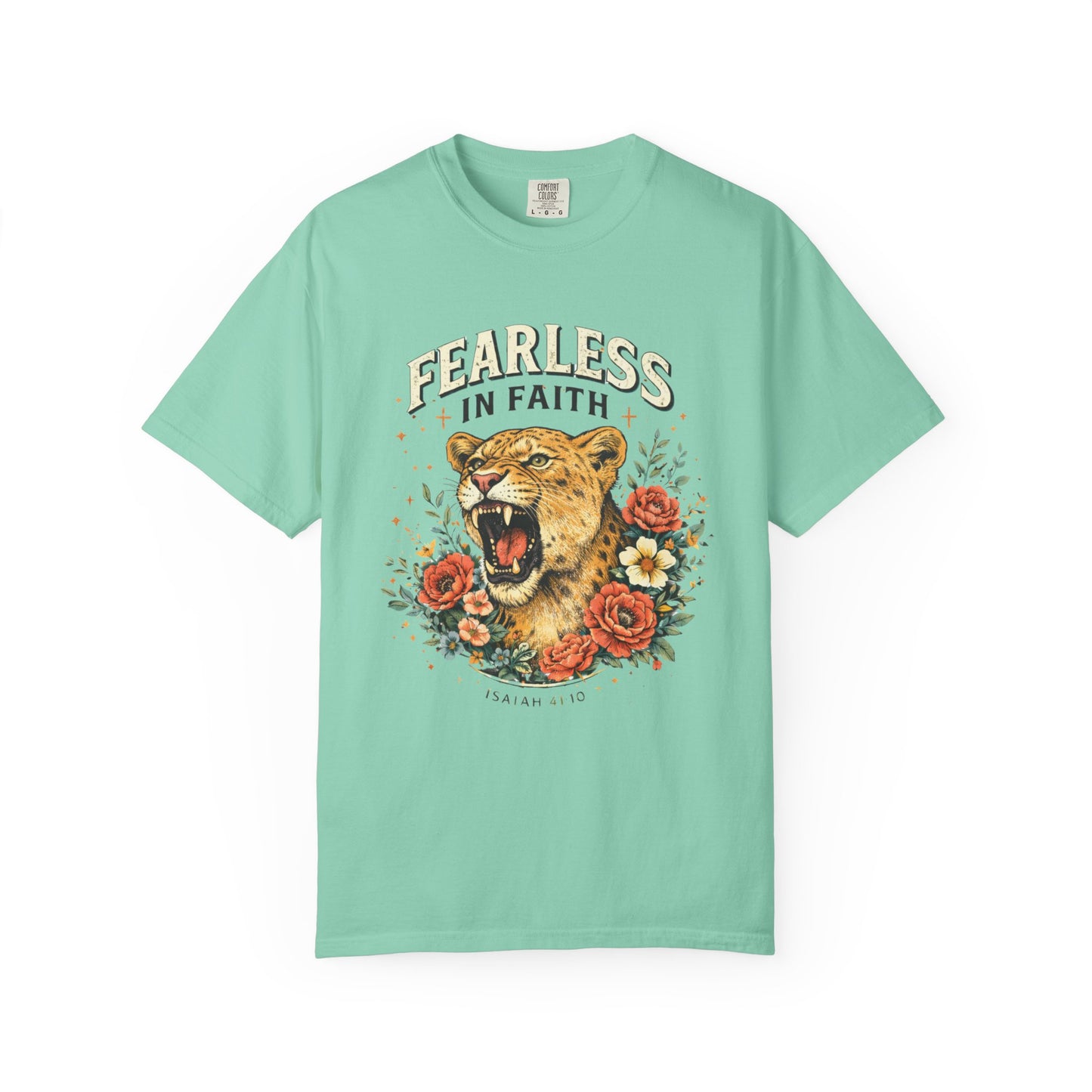 Fearless in Faith Lion T-Shirt — Floral Vintage Christian Graphic Tee