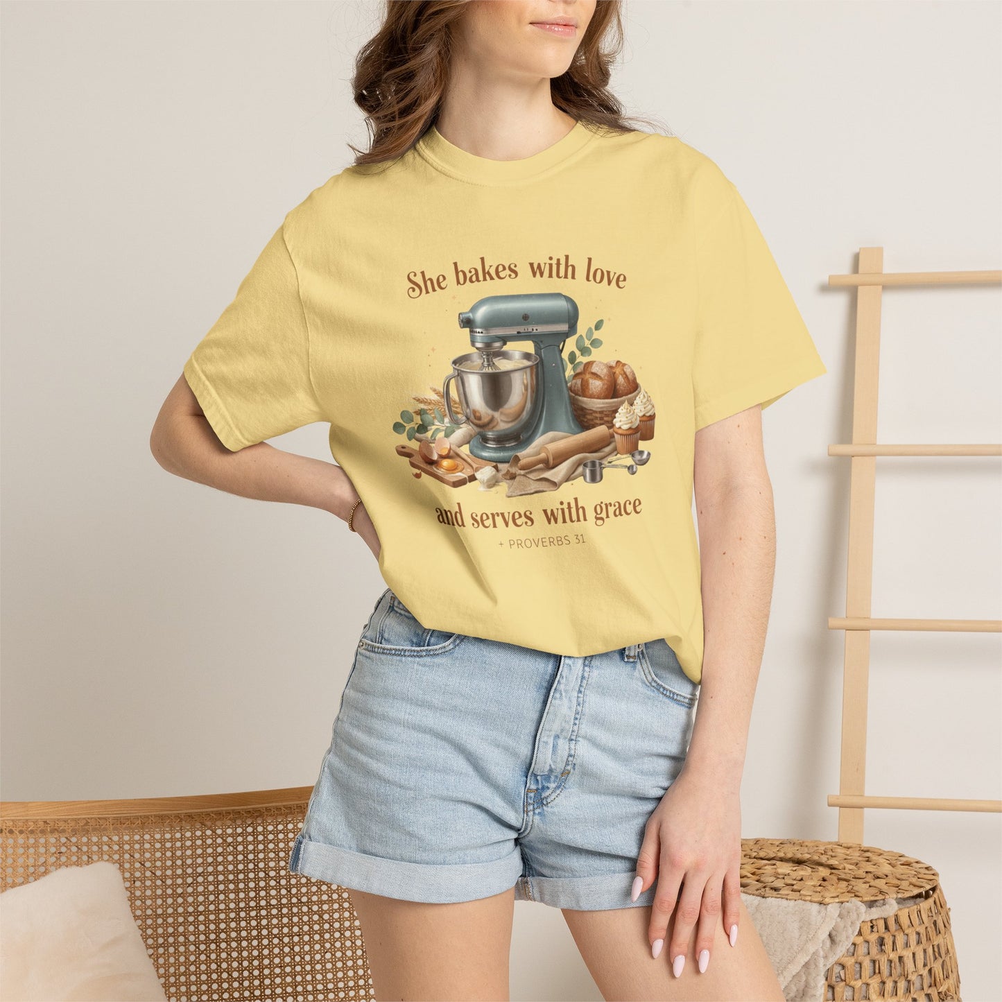 Baker’s Grace T-Shirt – "She bakes with love and serves with grace" Kitchen Tee