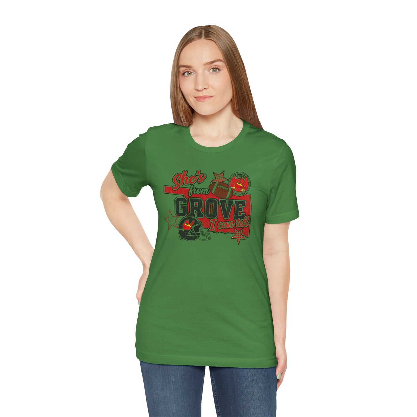 She's From Grove I Can Tell T-Shirt — Grove Football Fan Tee