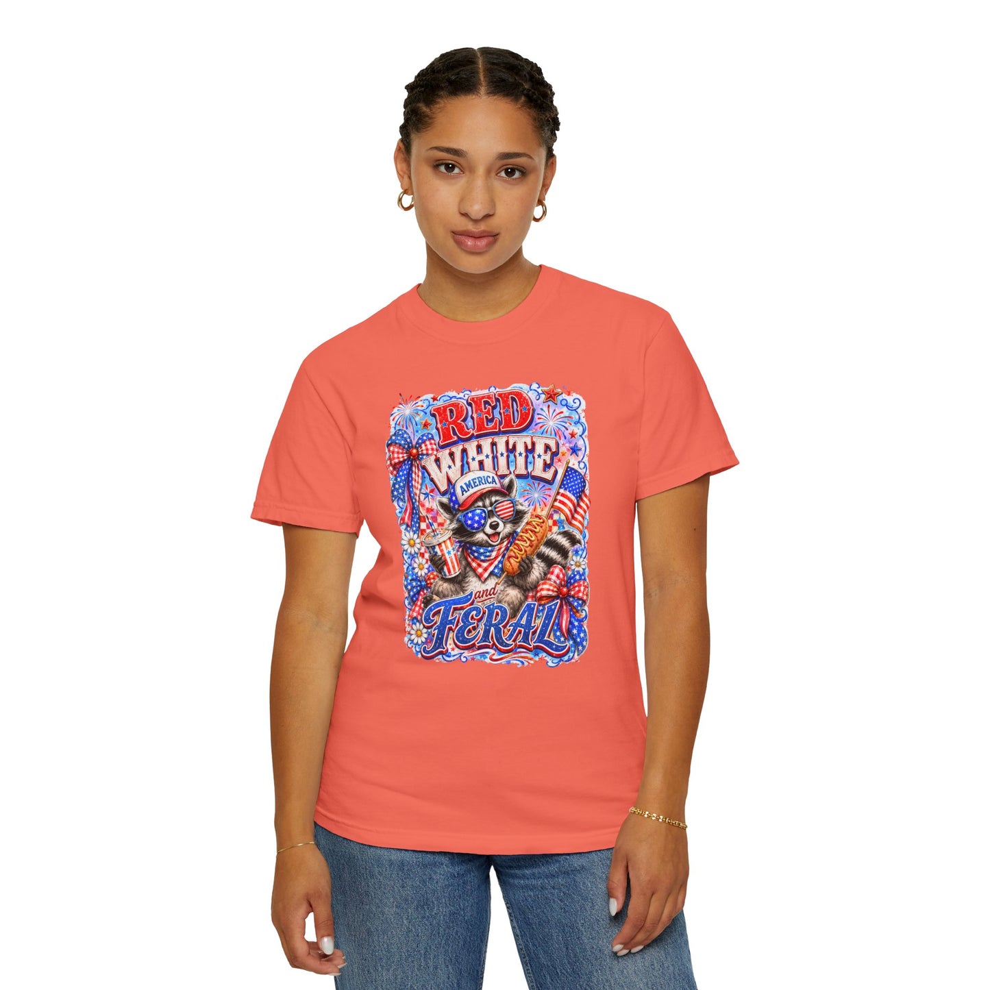Patriotic "Red White Feral" Graphic T-Shirt