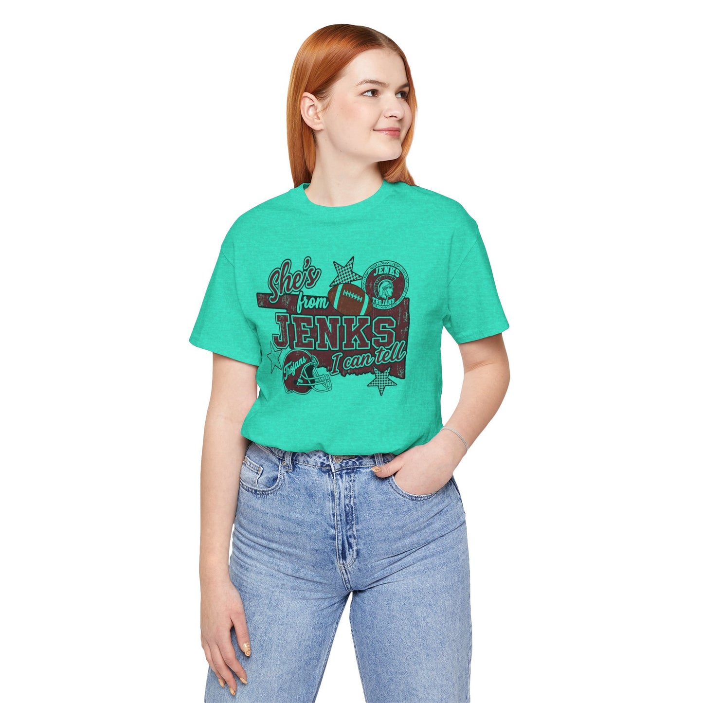 She's from Jenks Tee — Vintage High School Football Graphic T-Shirt