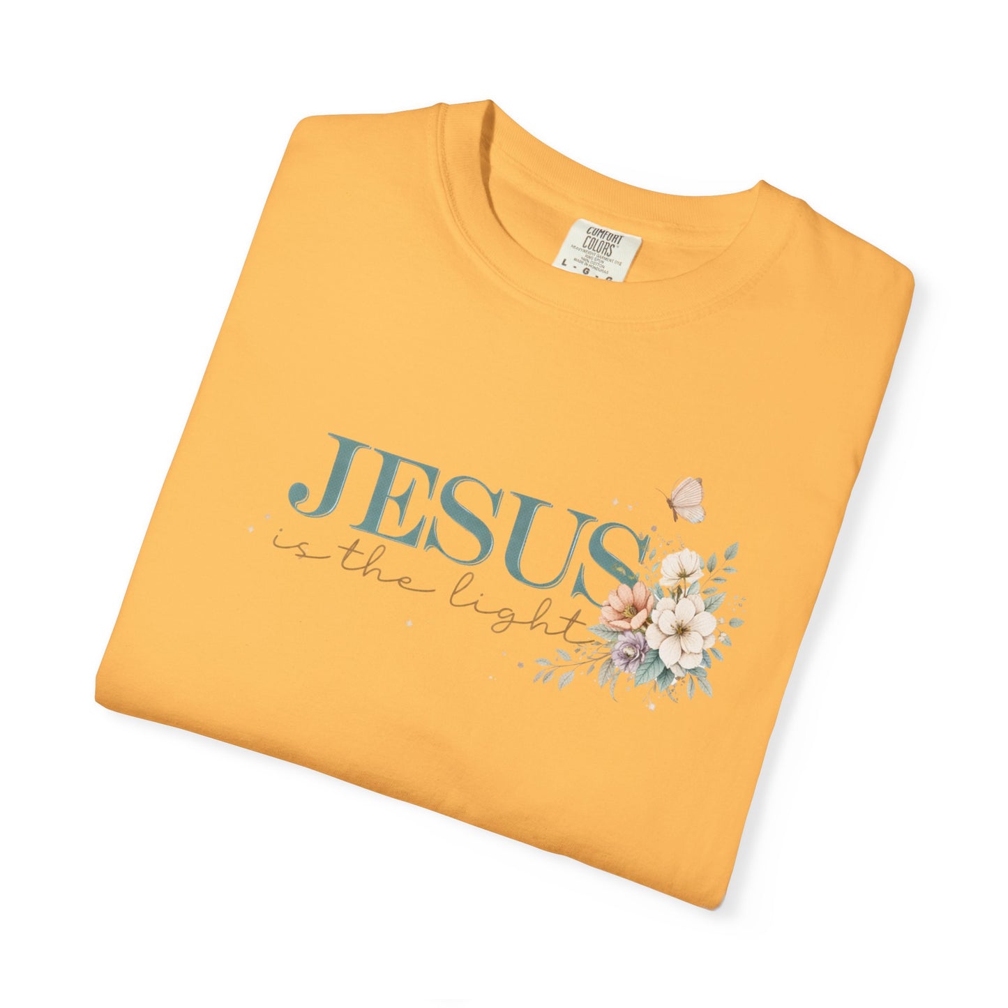 Jesus Is the Light T-Shirt — Floral Cross Christian Tee (Walking in Faith)