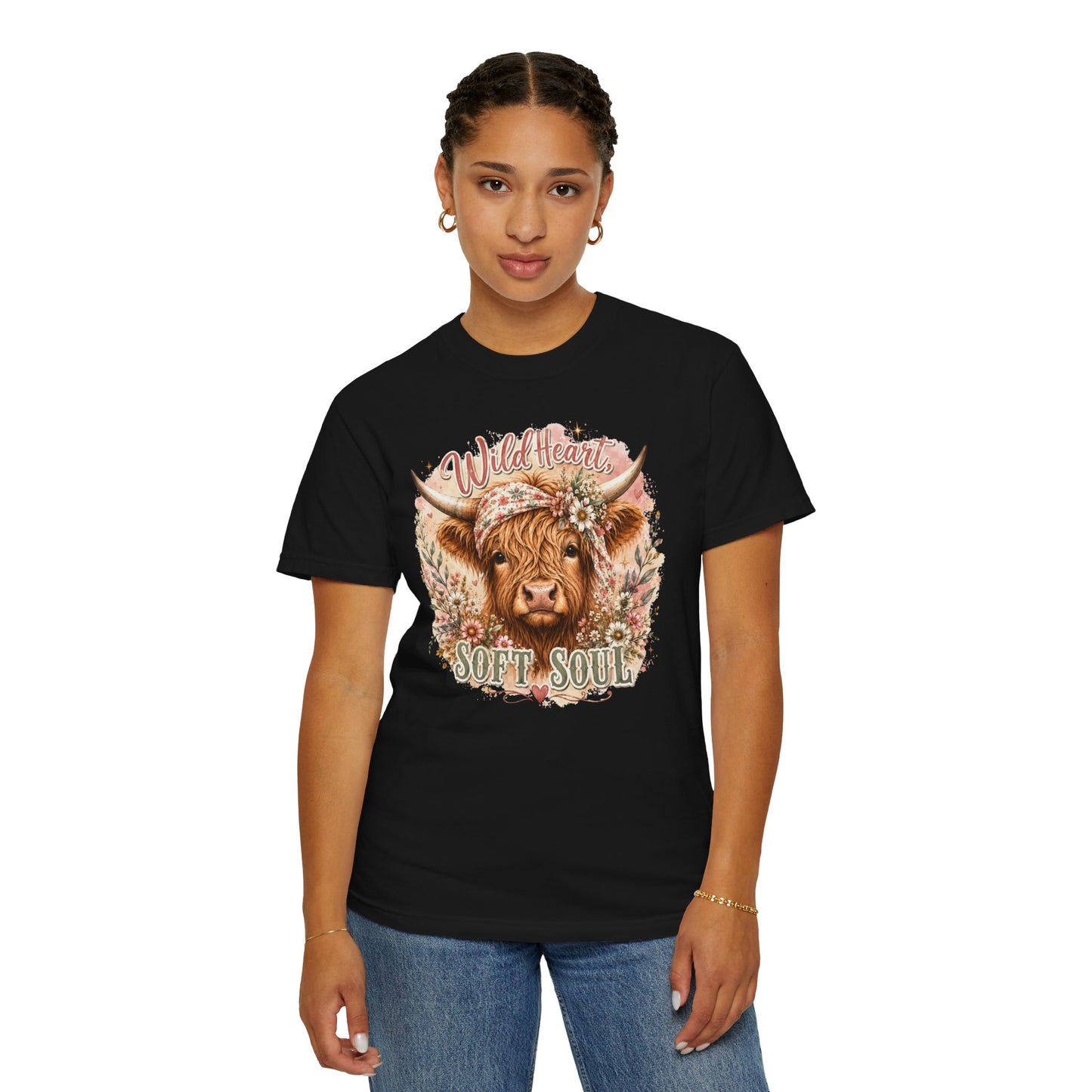 T-Shirt — “Wild Heart, Soft Soul” Highland Cow Graphic Tee