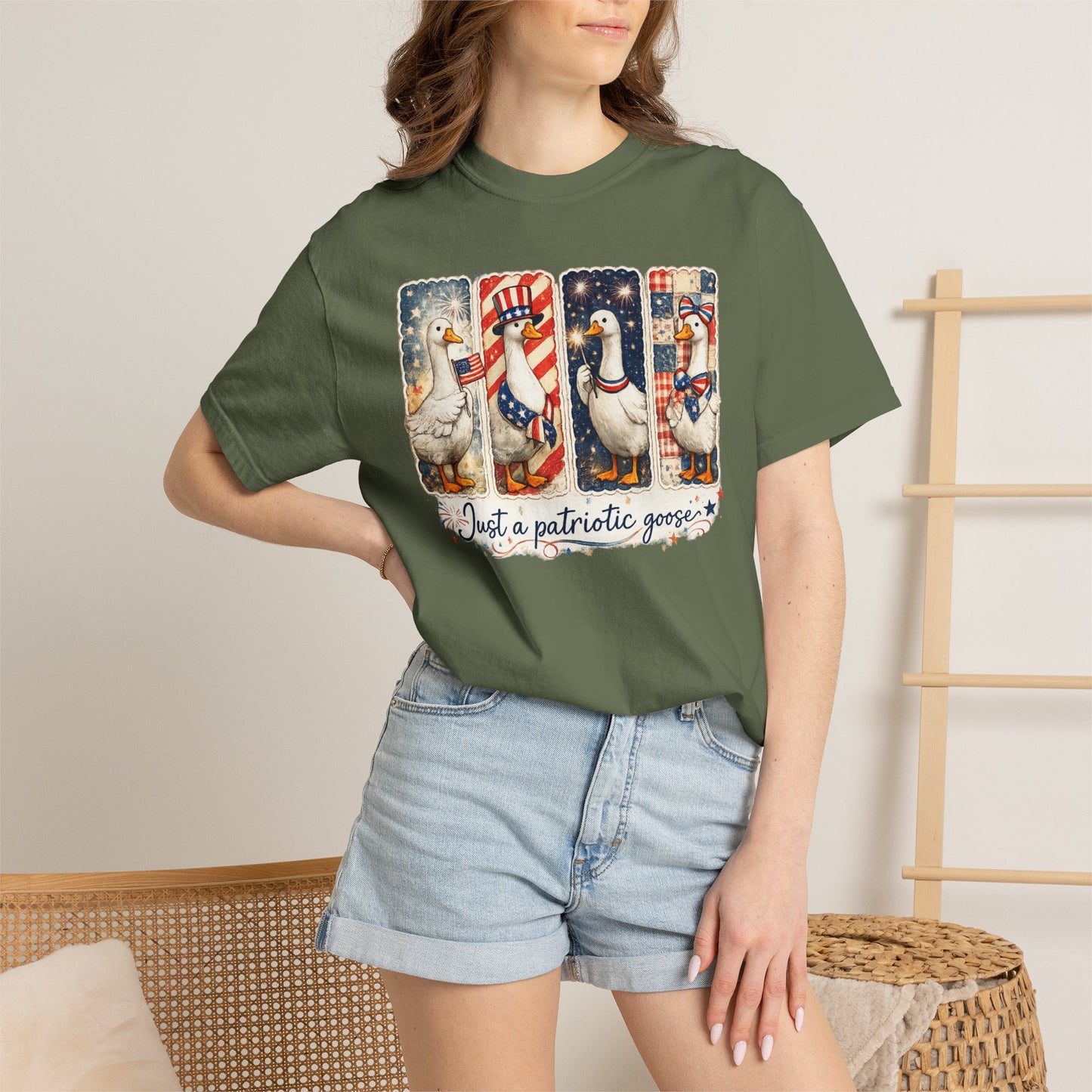 Patriotic Goose T-Shirt — "Just a patriotic goose" Americana Tee
