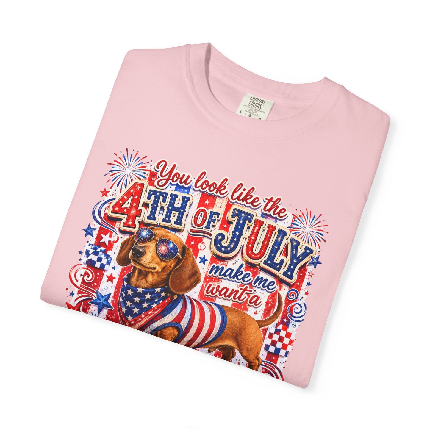 4th of July Hot Dog Dachshund T-Shirt – Patriotic Funny BBQ Tee