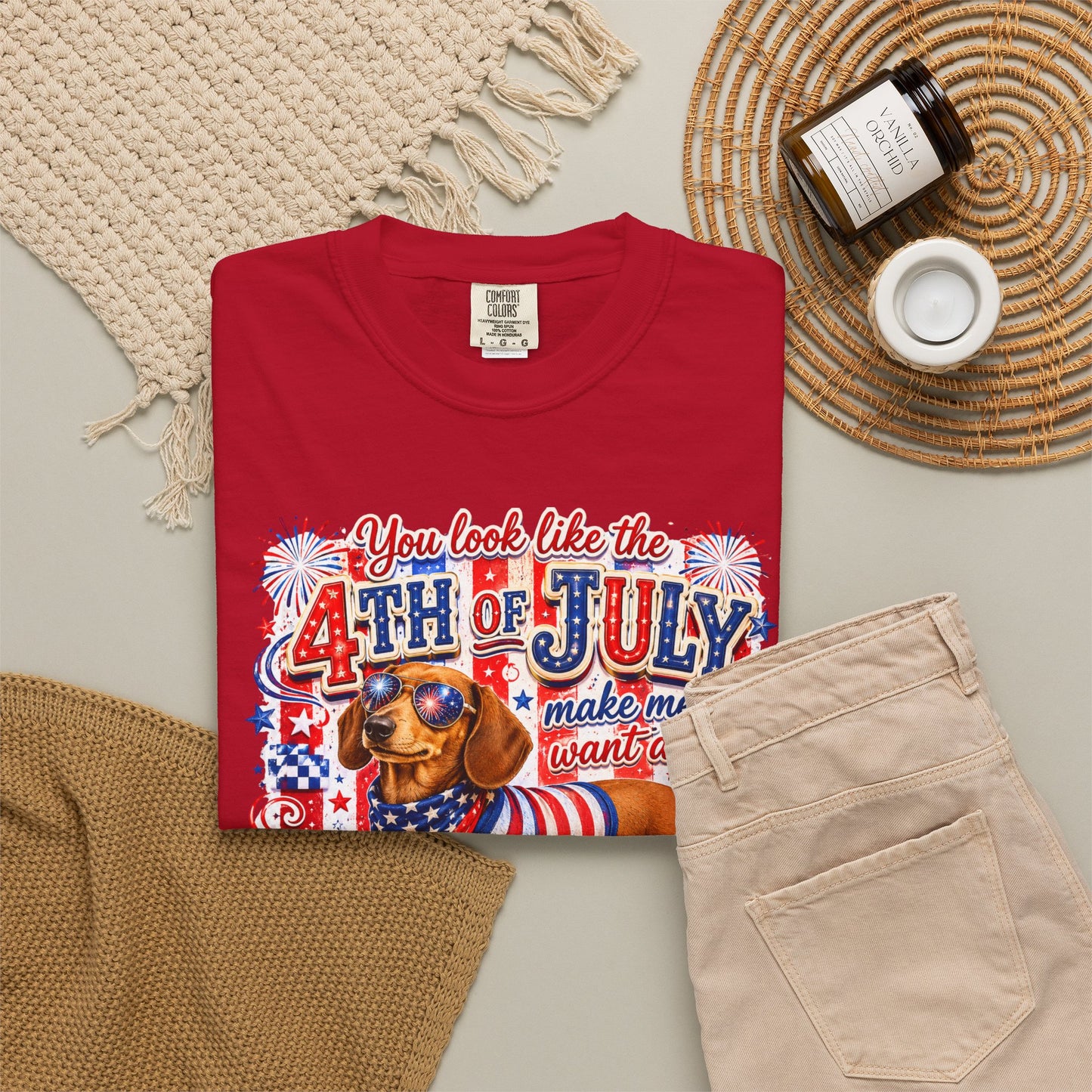 4th of July Hot Dog Dachshund T-Shirt – Patriotic Funny BBQ Tee