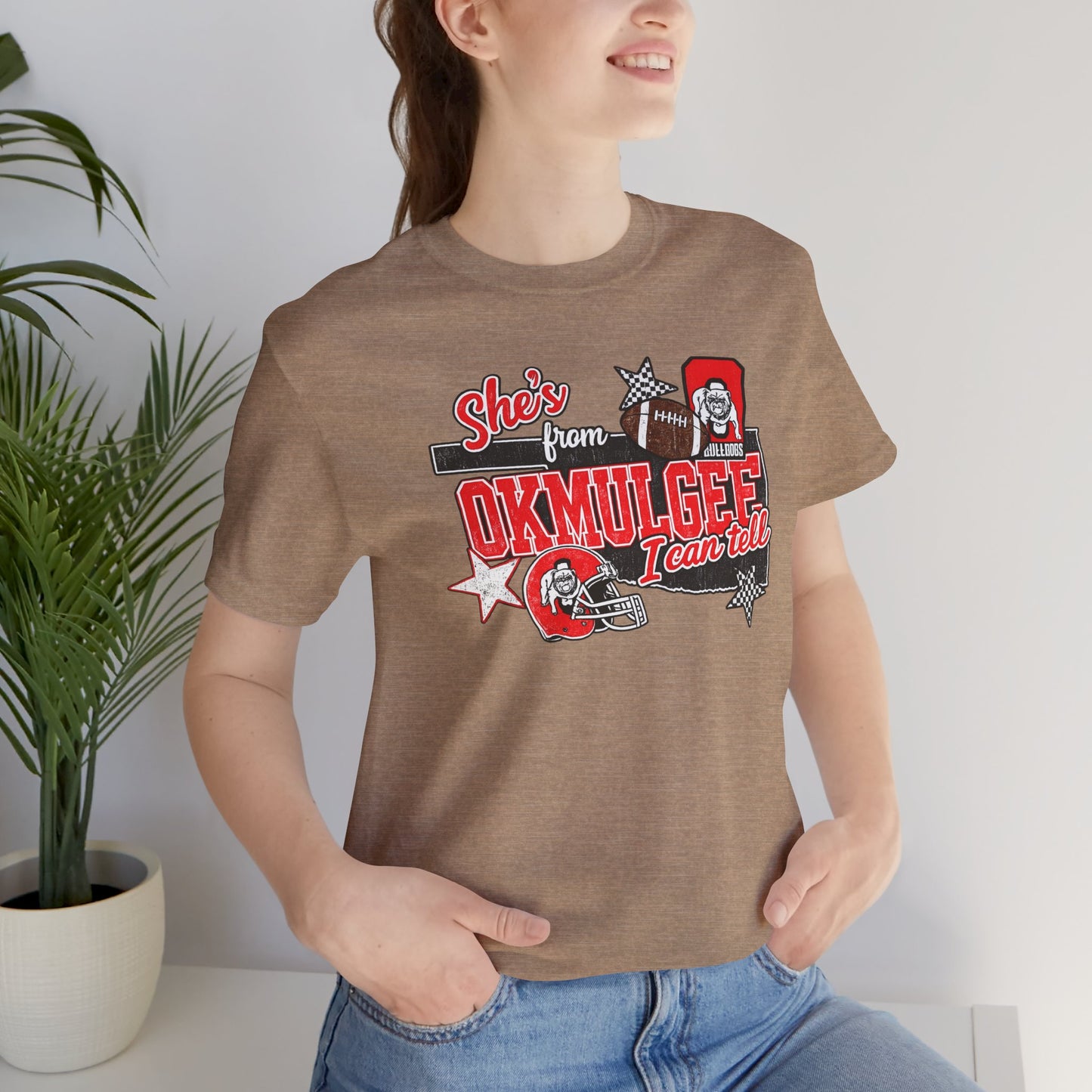 Okmulgee Cardinals Football Tee — She’s From Okmulgee Design