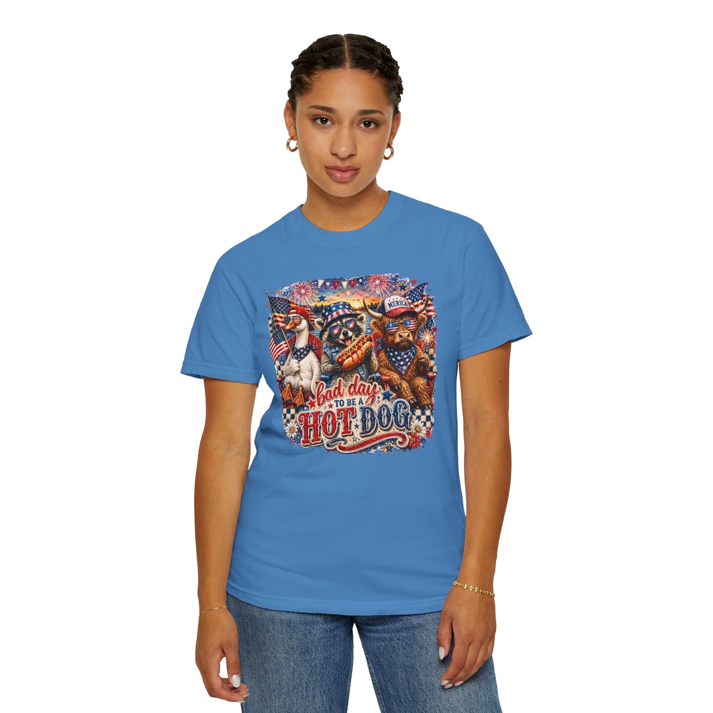 Patriotic 'Born to Be a Hot Dog' Graphic T-Shirt