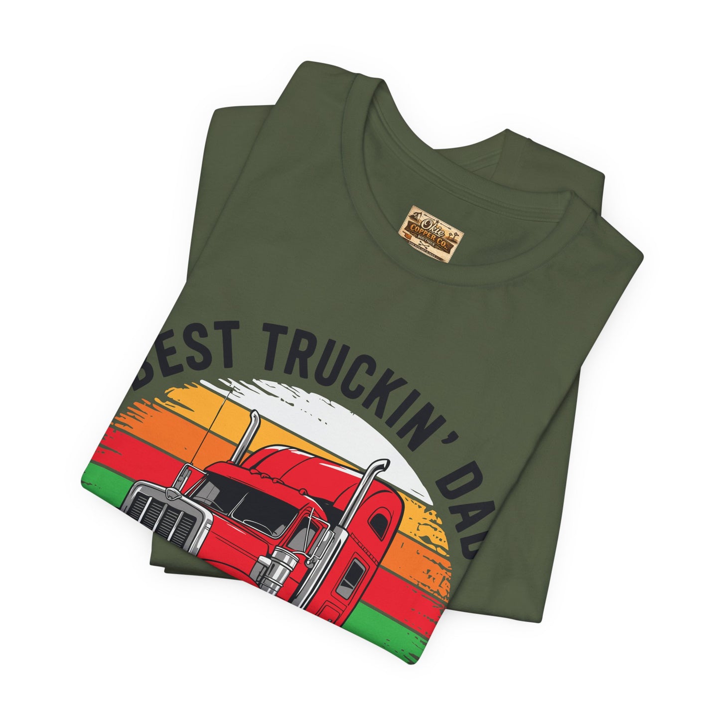 Best Truckin' Dad Ever T-Shirt — Vintage Semi Truck Father's Day Tee