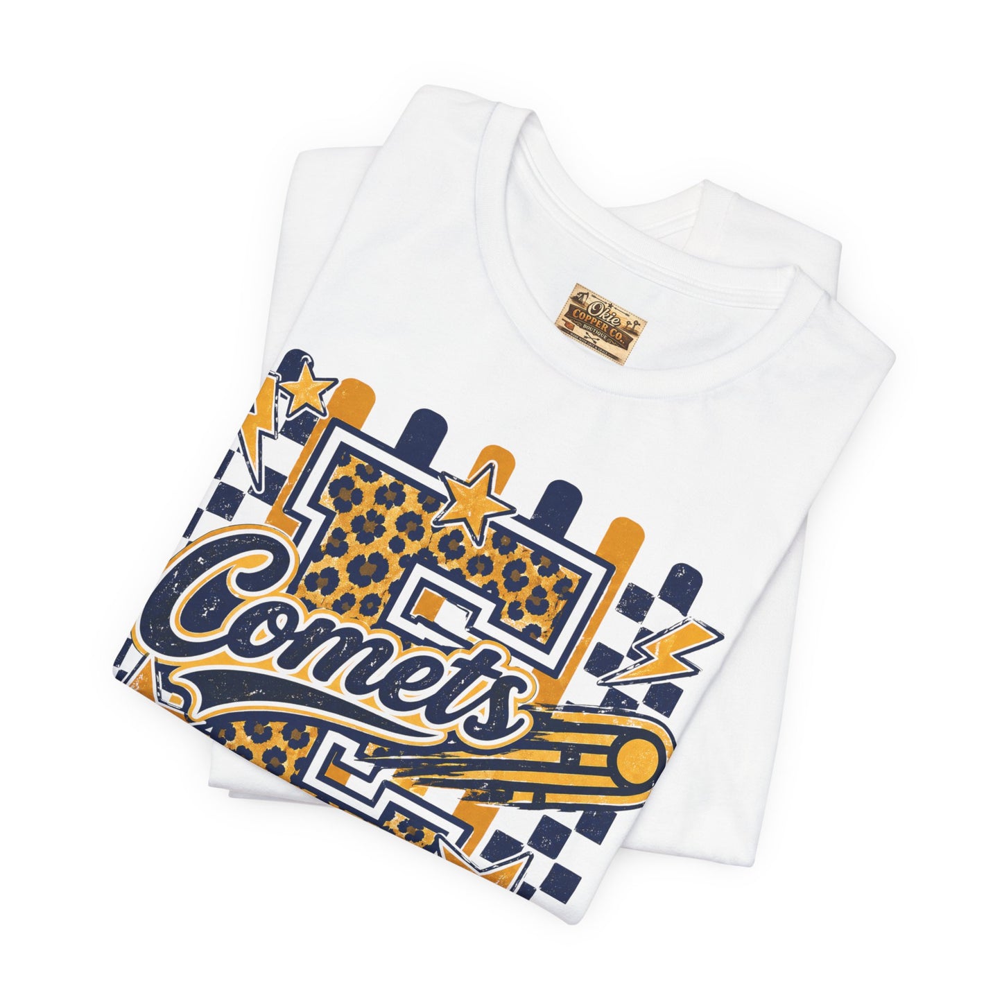 Comets Epic Charter Baseball T-Shirt — Leopard Letter Sports Tee