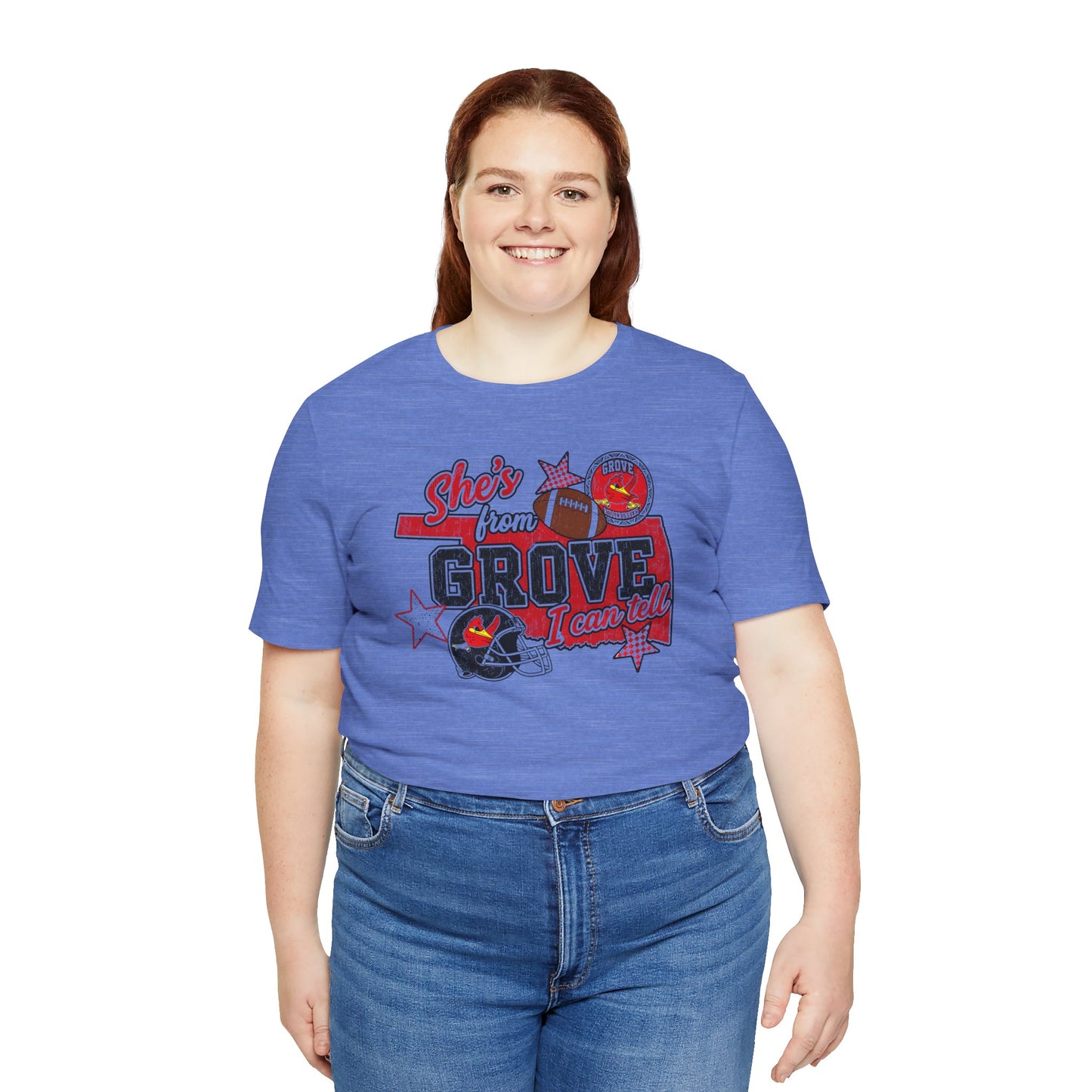 She's From Grove I Can Tell T-Shirt — Grove Football Fan Tee