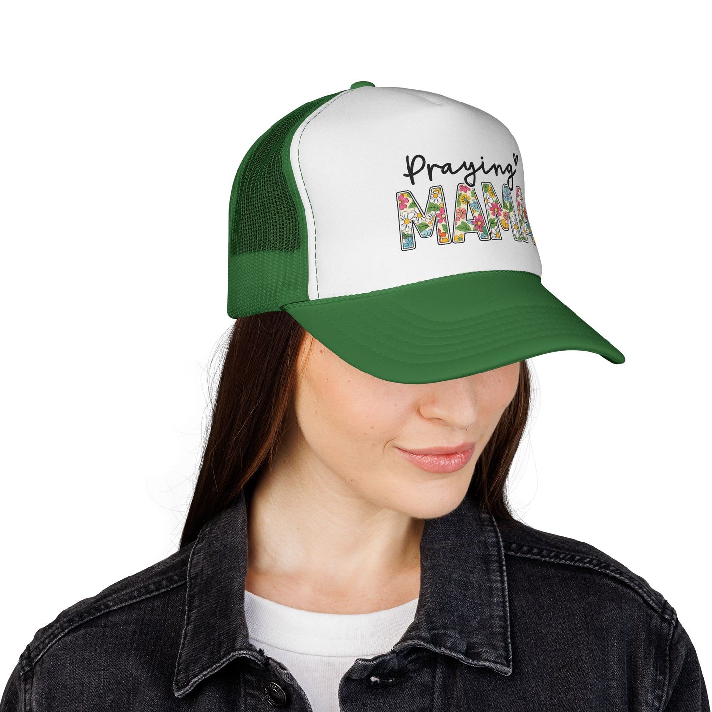 Praying Mama Trucker Hat — Floral ‘Praying Mama’ Mesh Cap for Moms
