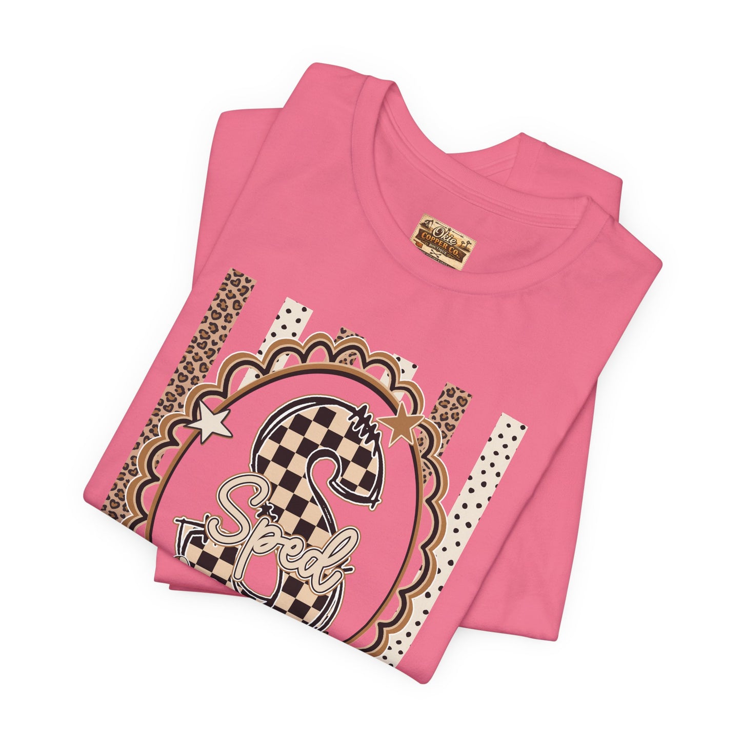 Sped S Monogram Tee — Checkerboard Leopard Graphic T-Shirt
