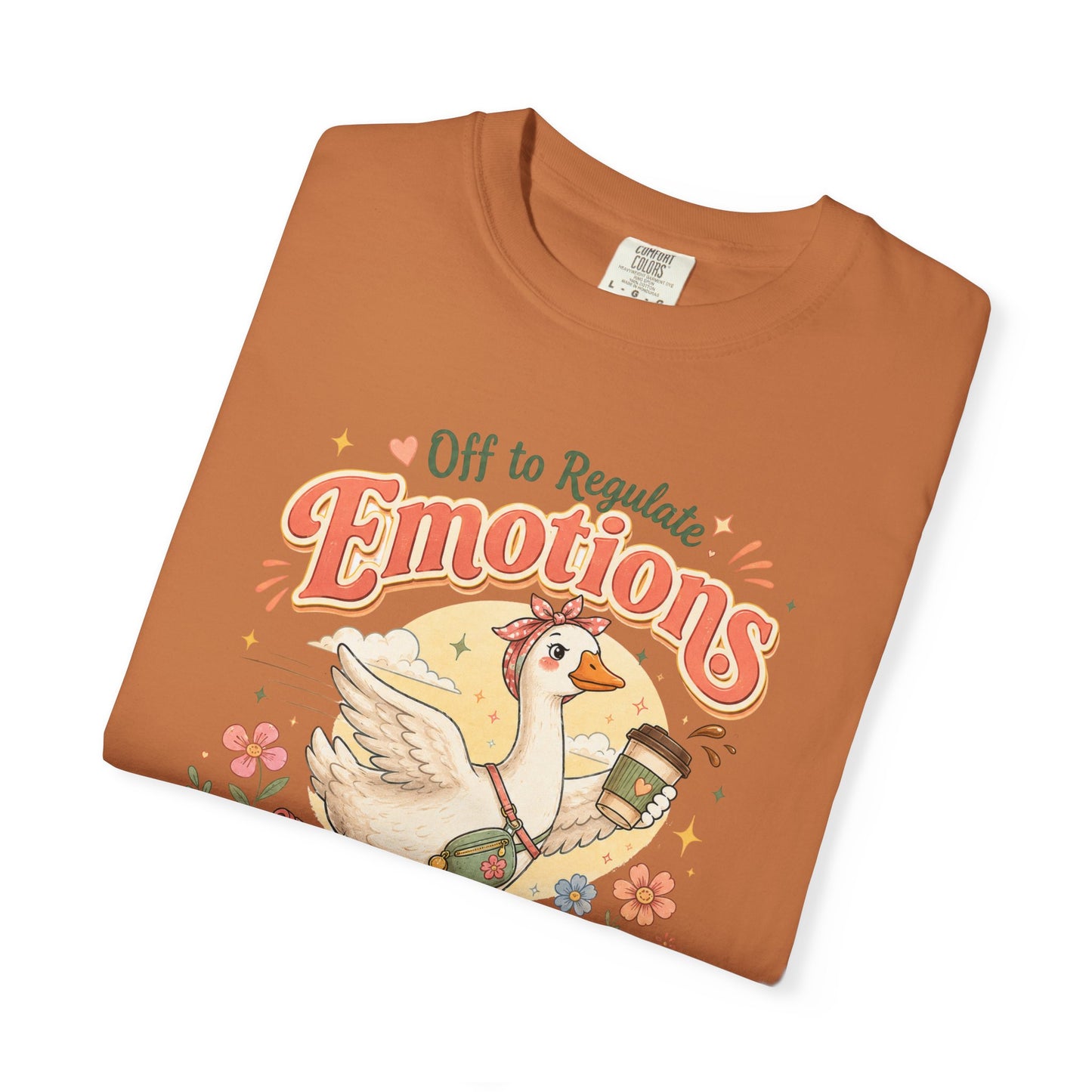 Emotions Duck Graphic T-Shirt — "Off to Regulate" Vintage Coffee Tee