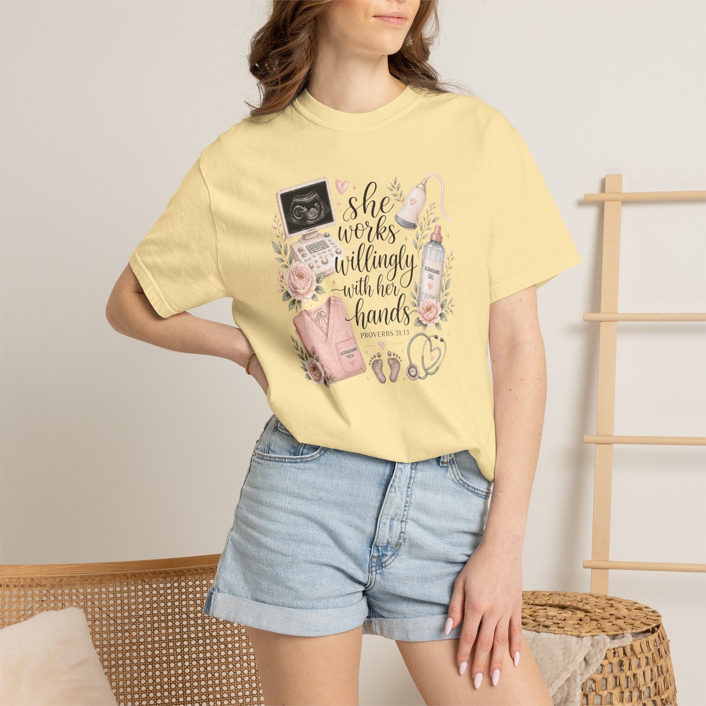 She Works Willingly With Her Hands – Ultrasound Tech Tee
