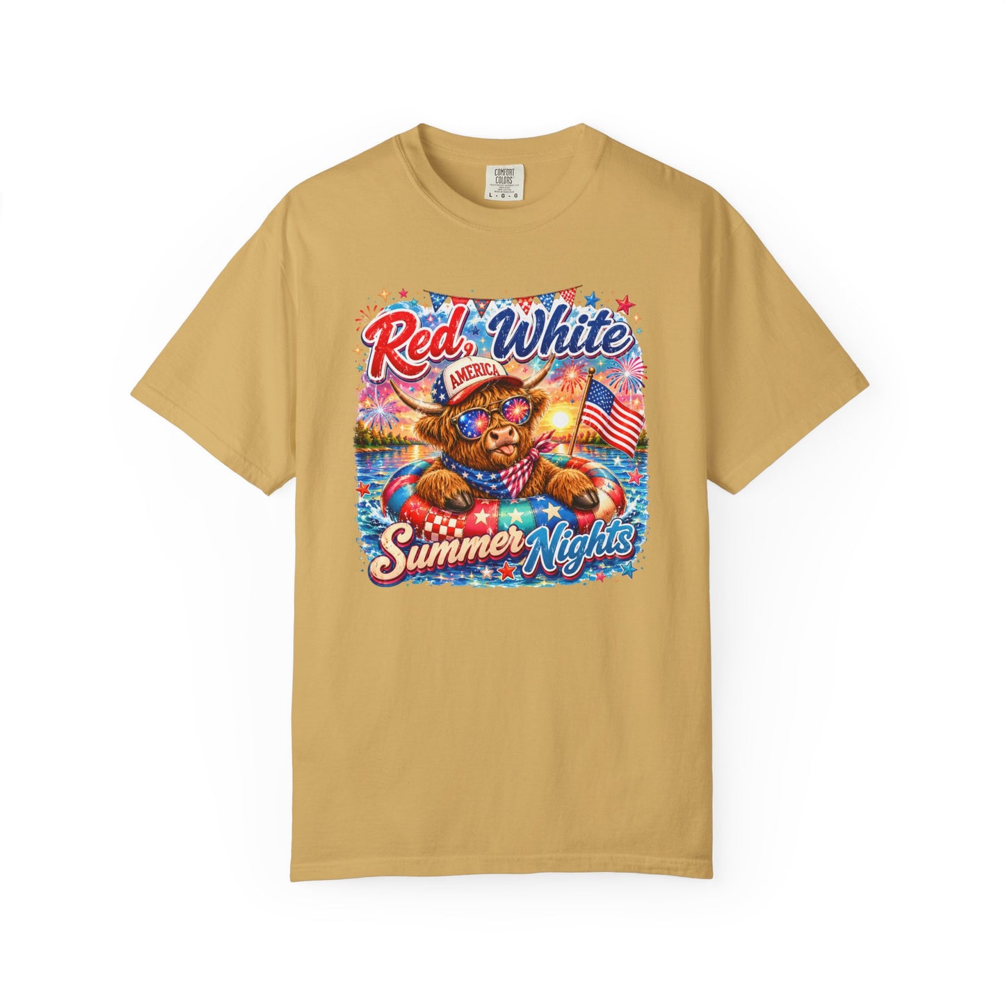 Red, White & Summer Nights T-Shirt — Patriotic Fourth of July Bear Graphic Tee