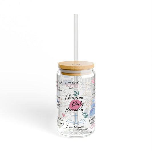 16oz Inspirational Sipper Glass — Christian Daily Reminders Floral Design