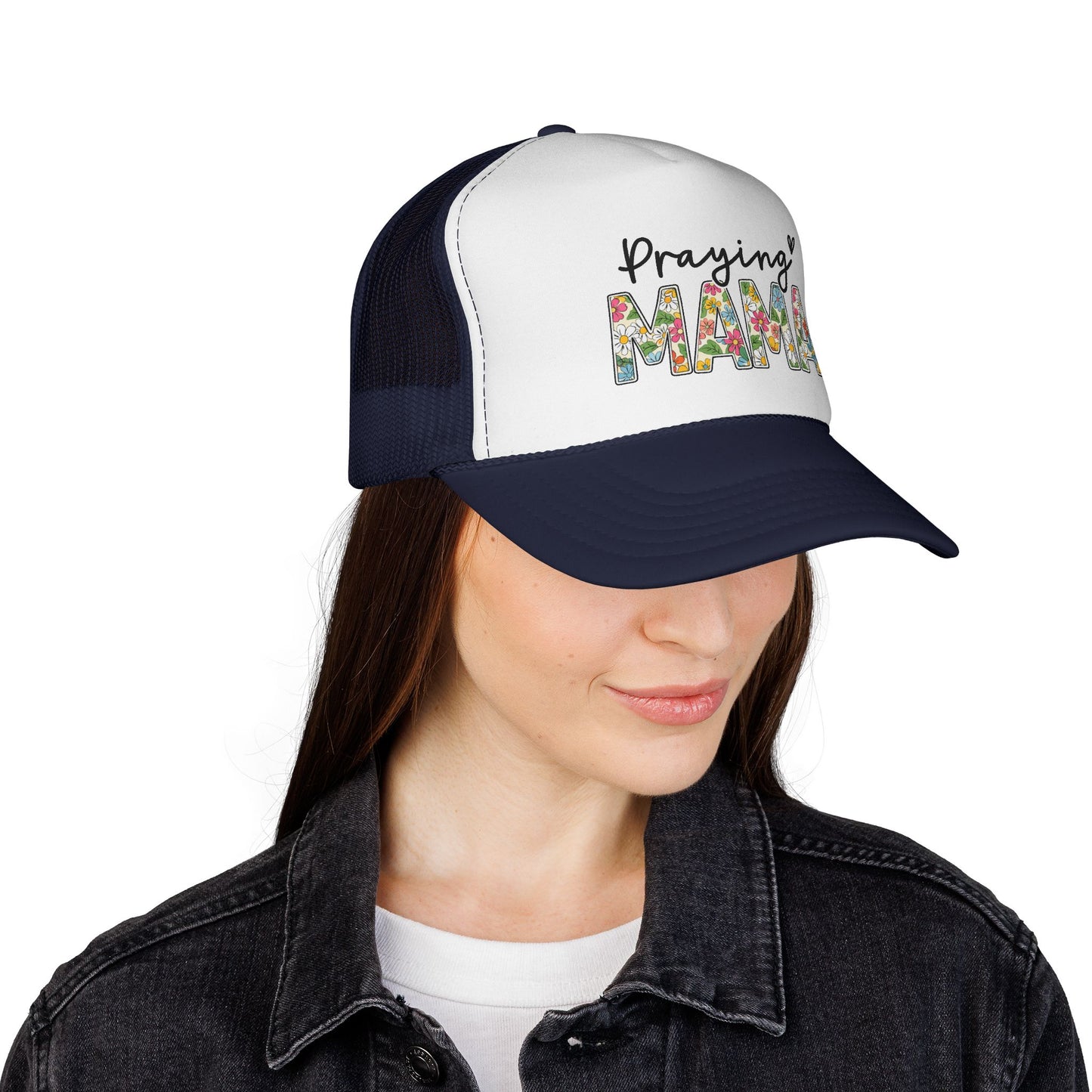 Praying Mama Trucker Hat — Floral ‘Praying Mama’ Mesh Cap for Moms