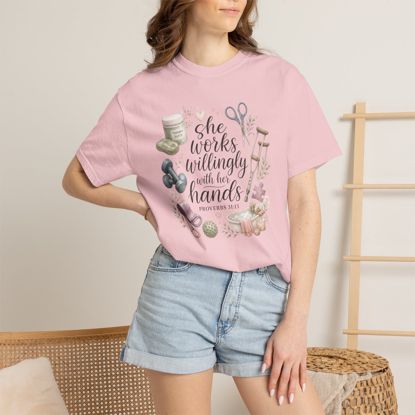 She Works Willingly With Her Hands T-Shirt — Christian Crafting Tee